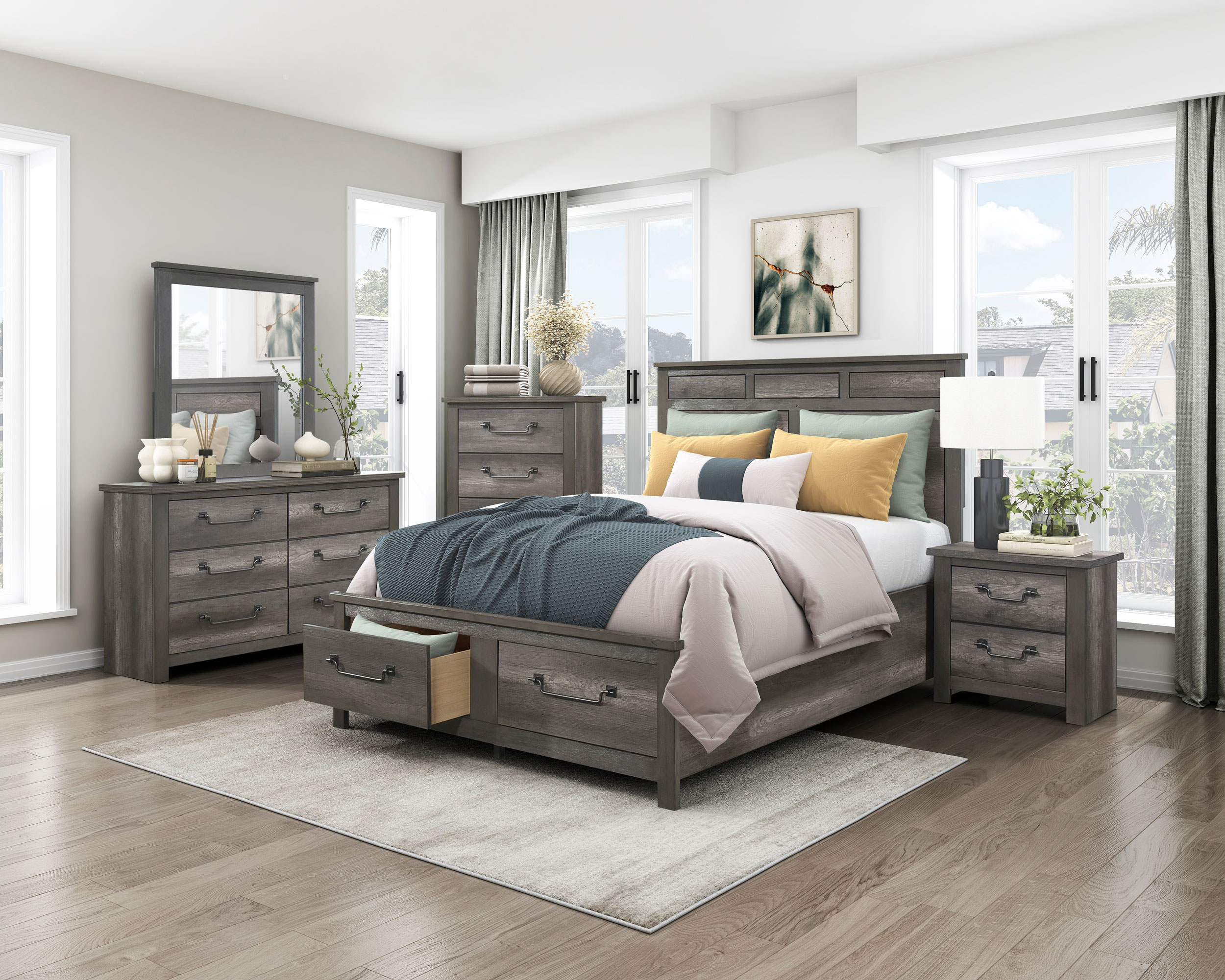 Lenior Melamine/Wood Eastern King Storage Platform Bed