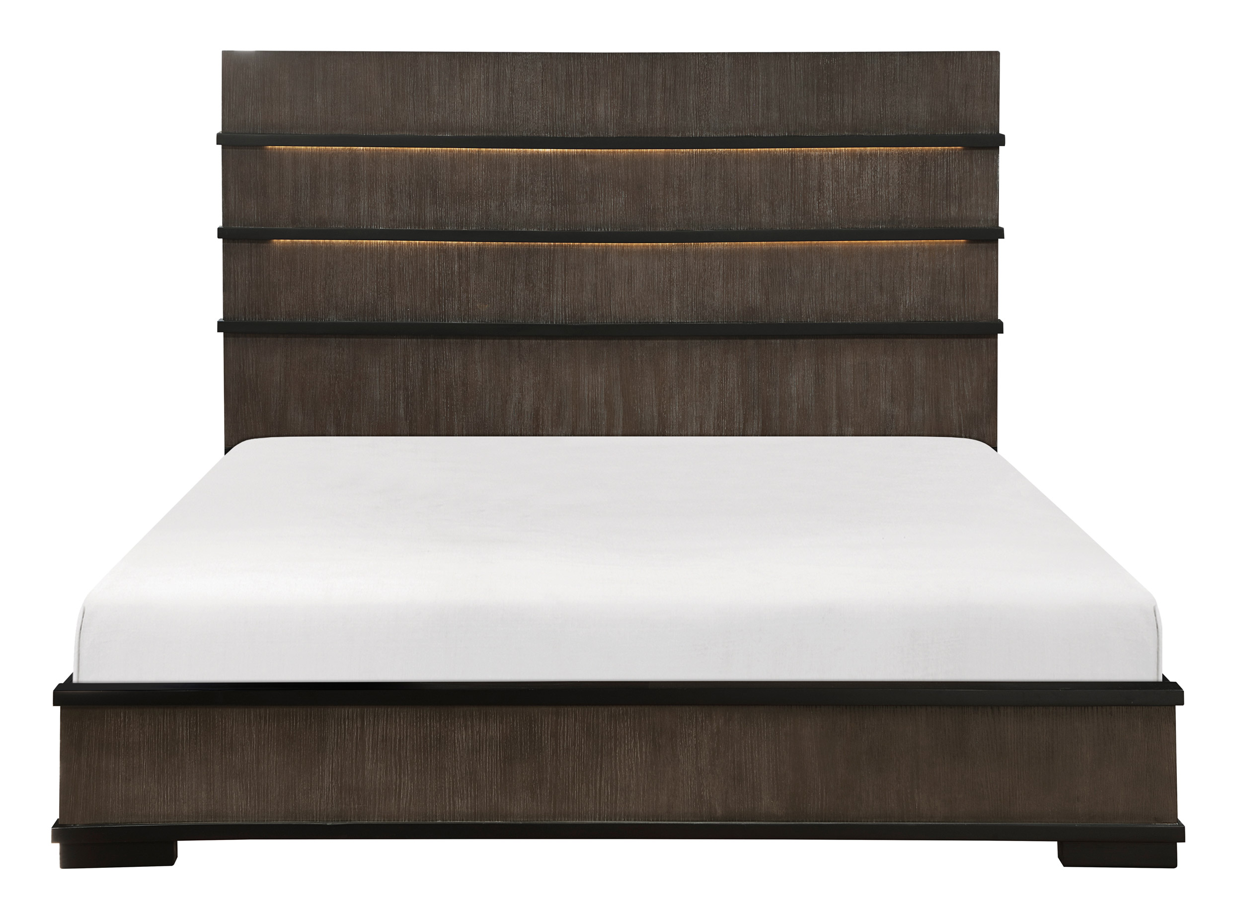 Acworth Wood/Wood Veneer Panel Bedroom Set with LED Lighting