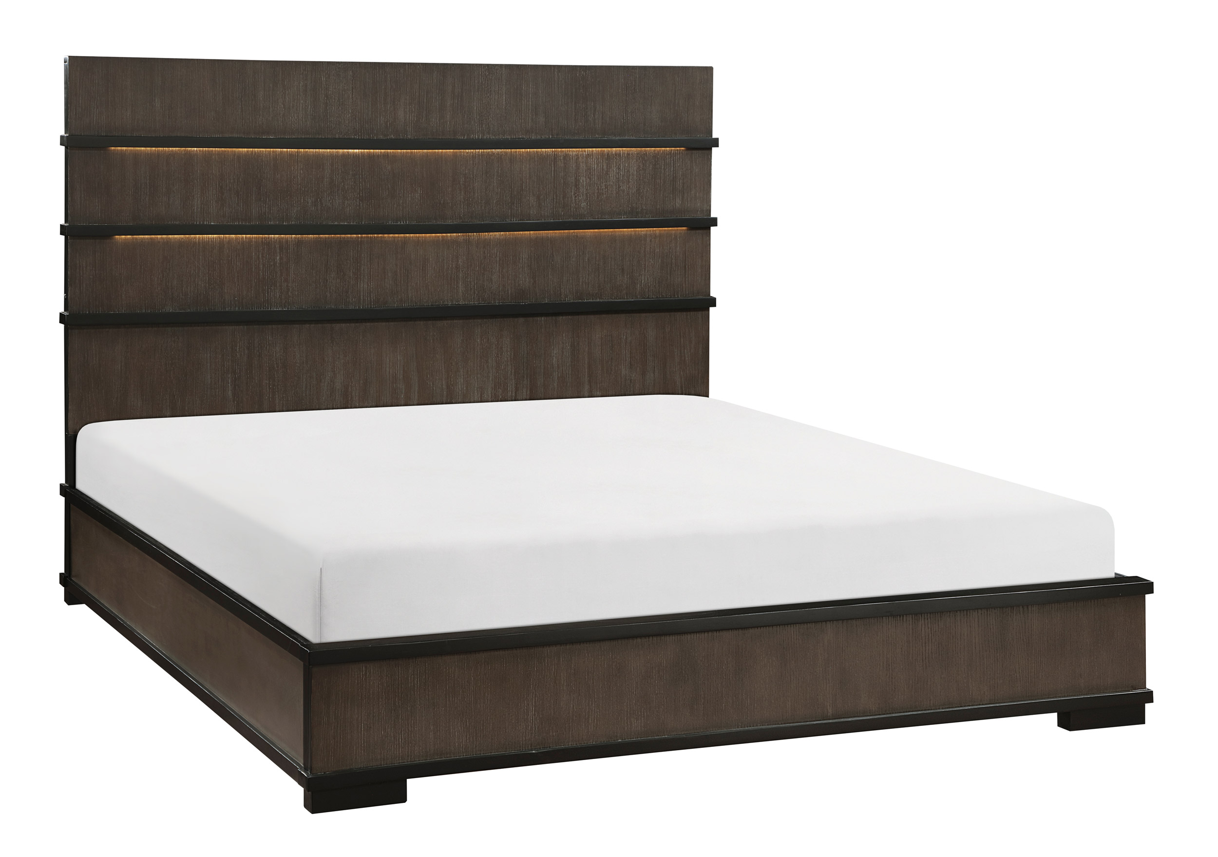 Acworth Wood/Wood Veneer Eastern King Panel Bed with LED Lighting