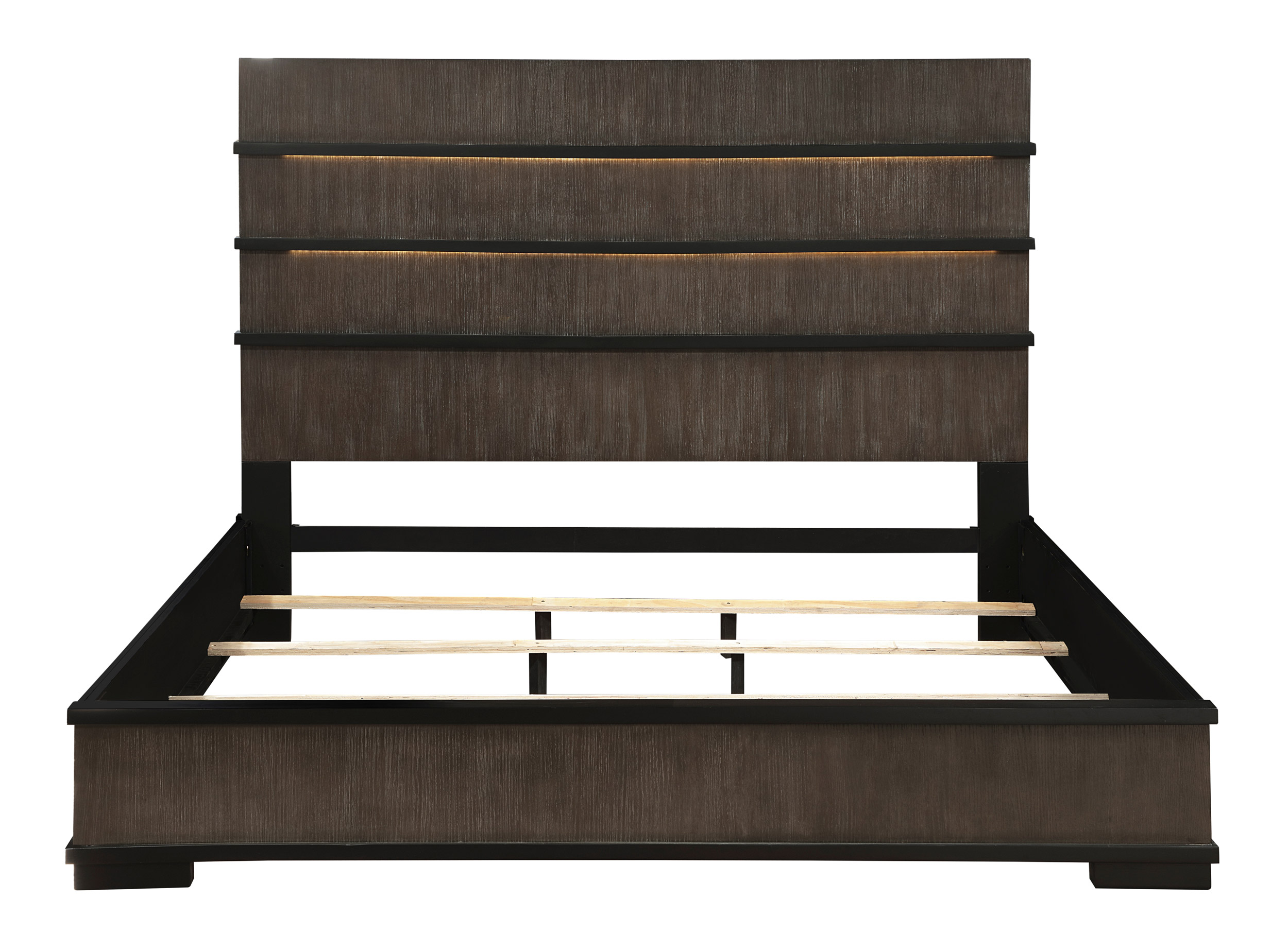 Acworth Wood/Wood Veneer California King Panel Bed with LED Lighting