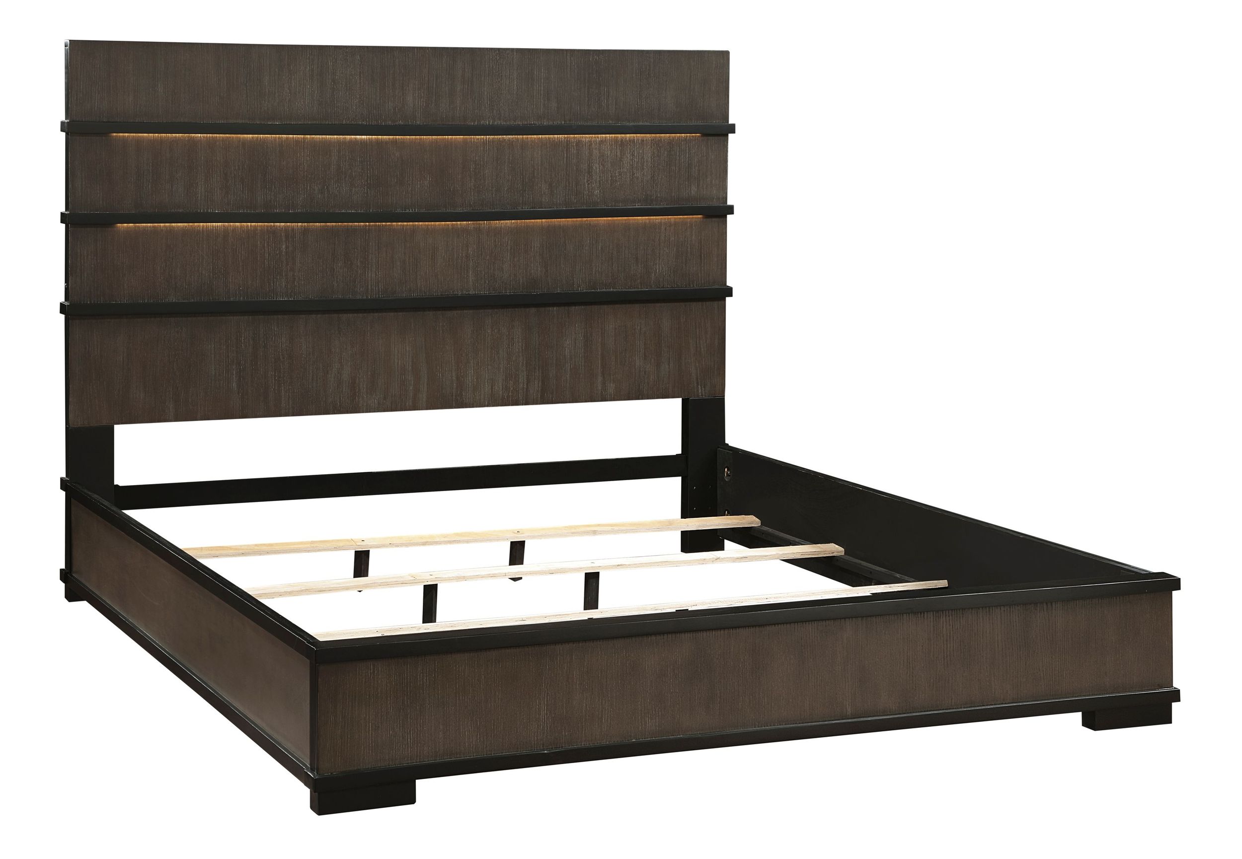 Acworth Wood/Wood Veneer California King Panel Bed with LED Lighting
