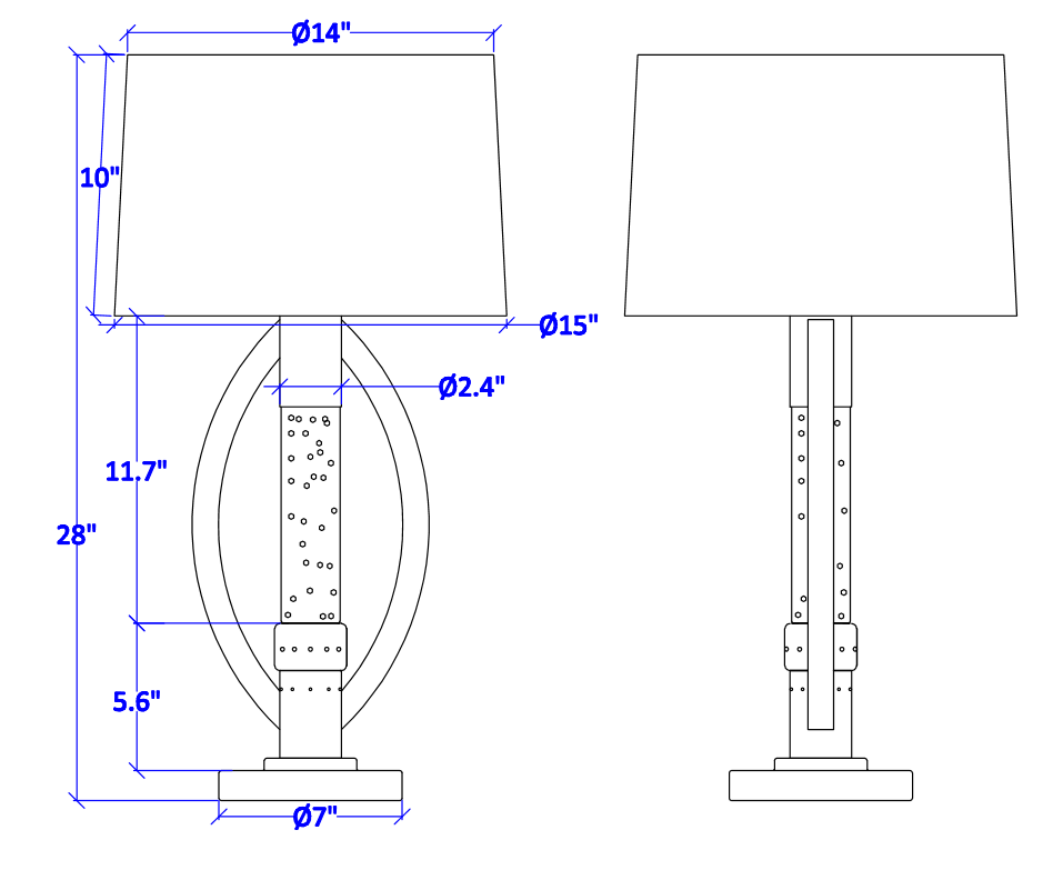 Lucian Metal/Fabric Table Lamp by Homelegance