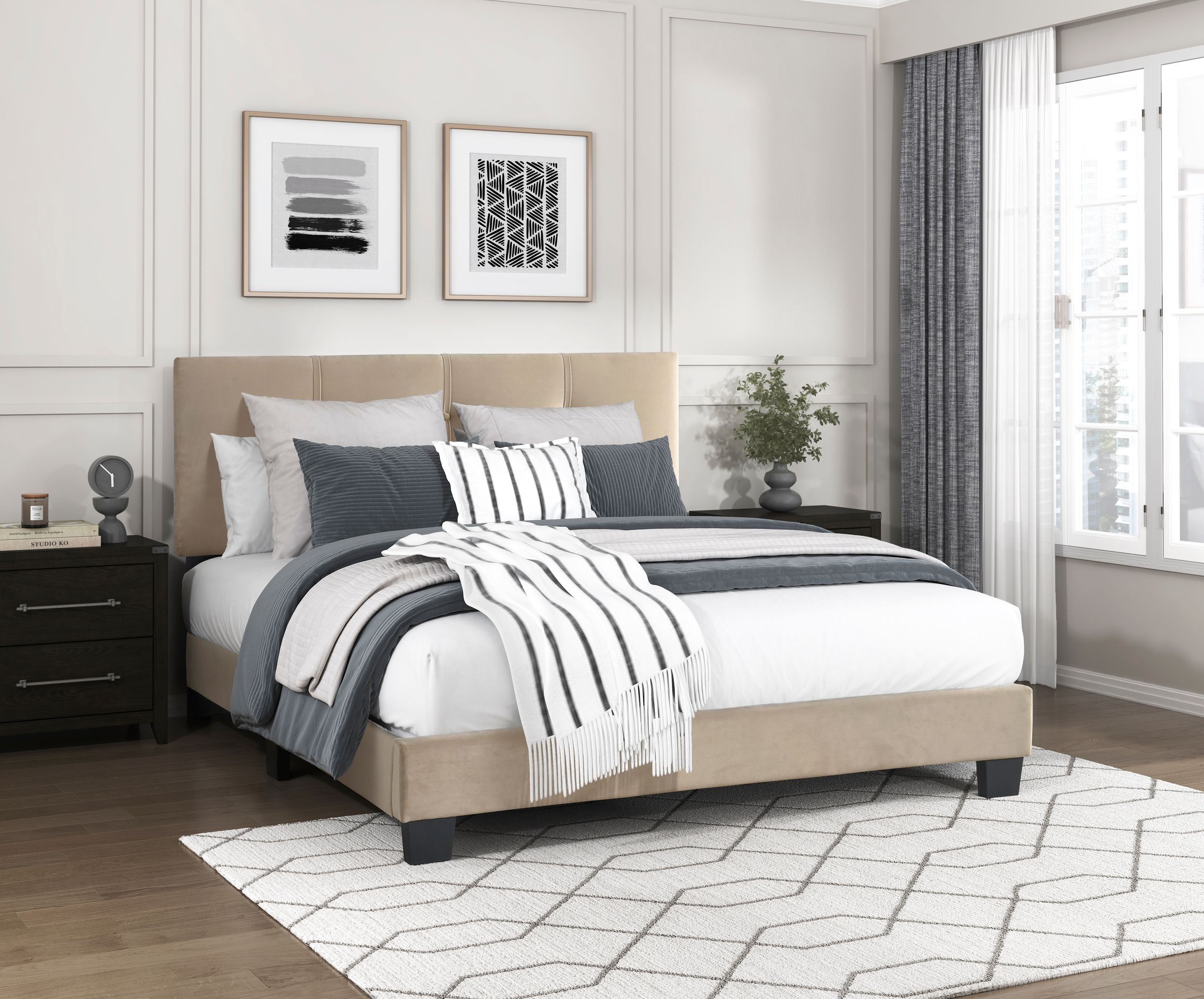 Newberry Velvet Full Platform Bed