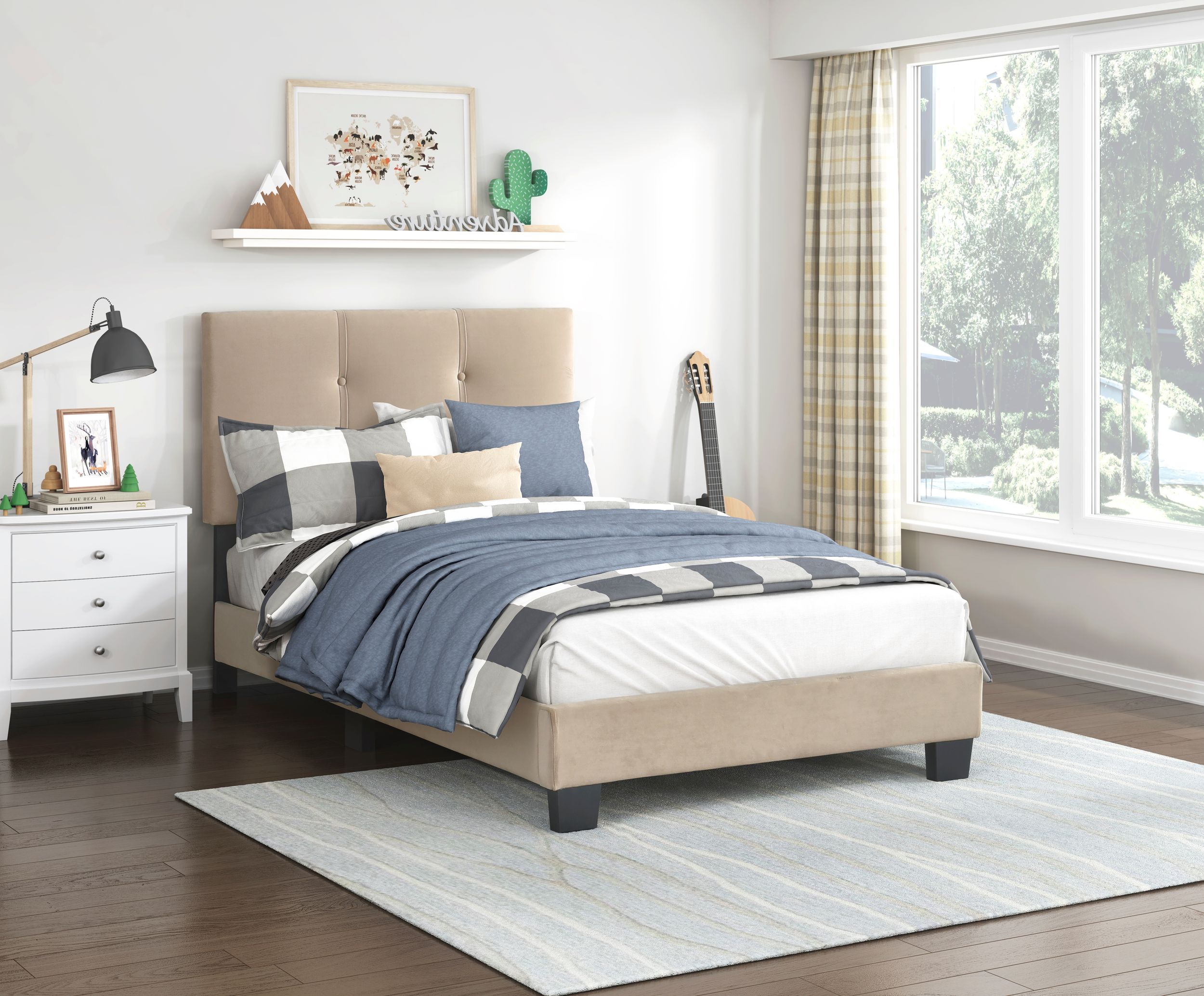 Newberry Velvet Twin Platform Bed