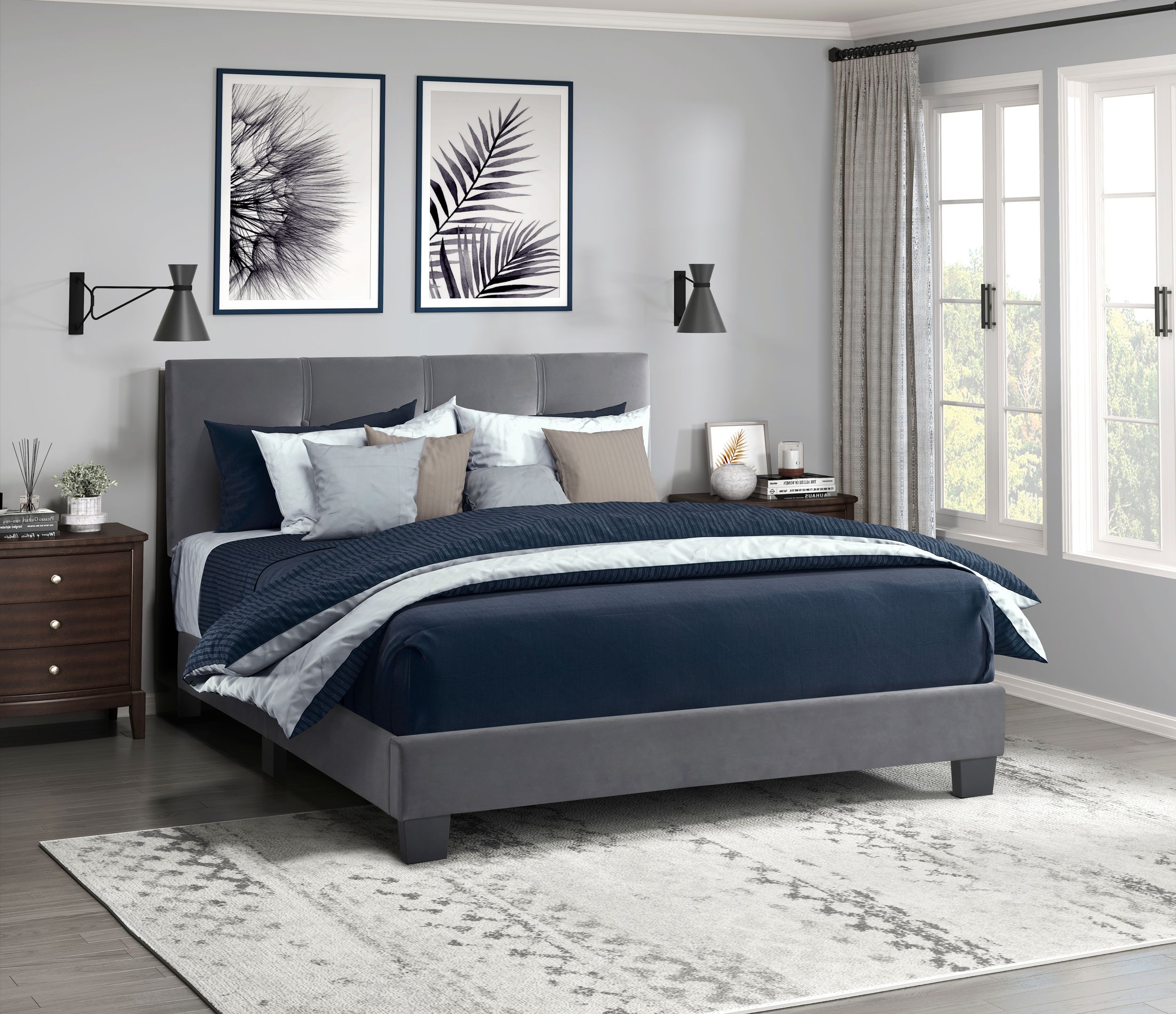 Newberry Velvet Full Platform Bed