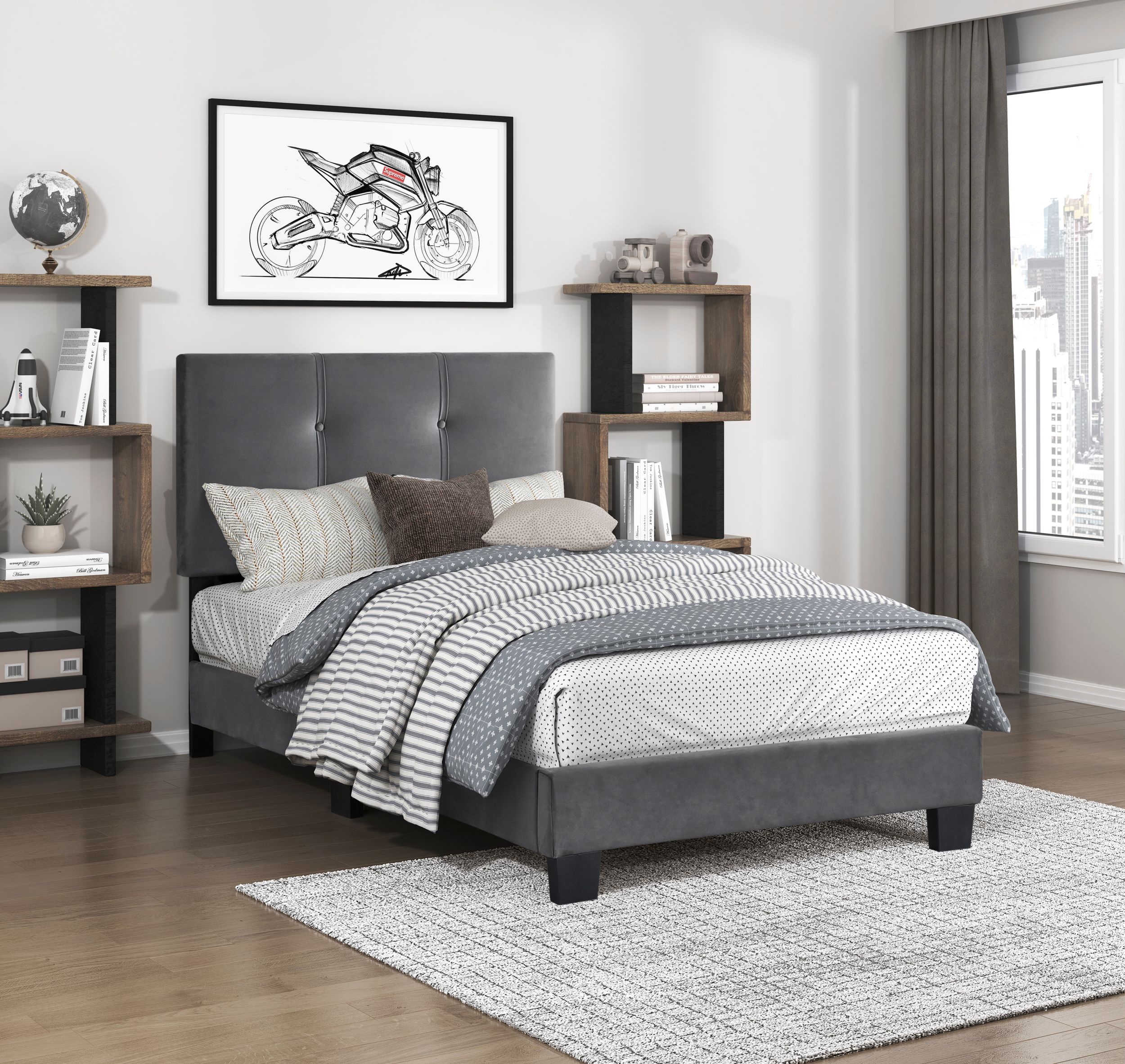 Newberry Velvet Platform Bed