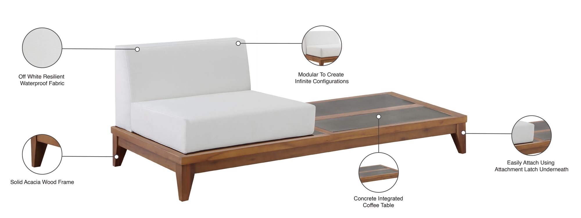Rio Outdoor Patio Waterproof Modular Double Chair