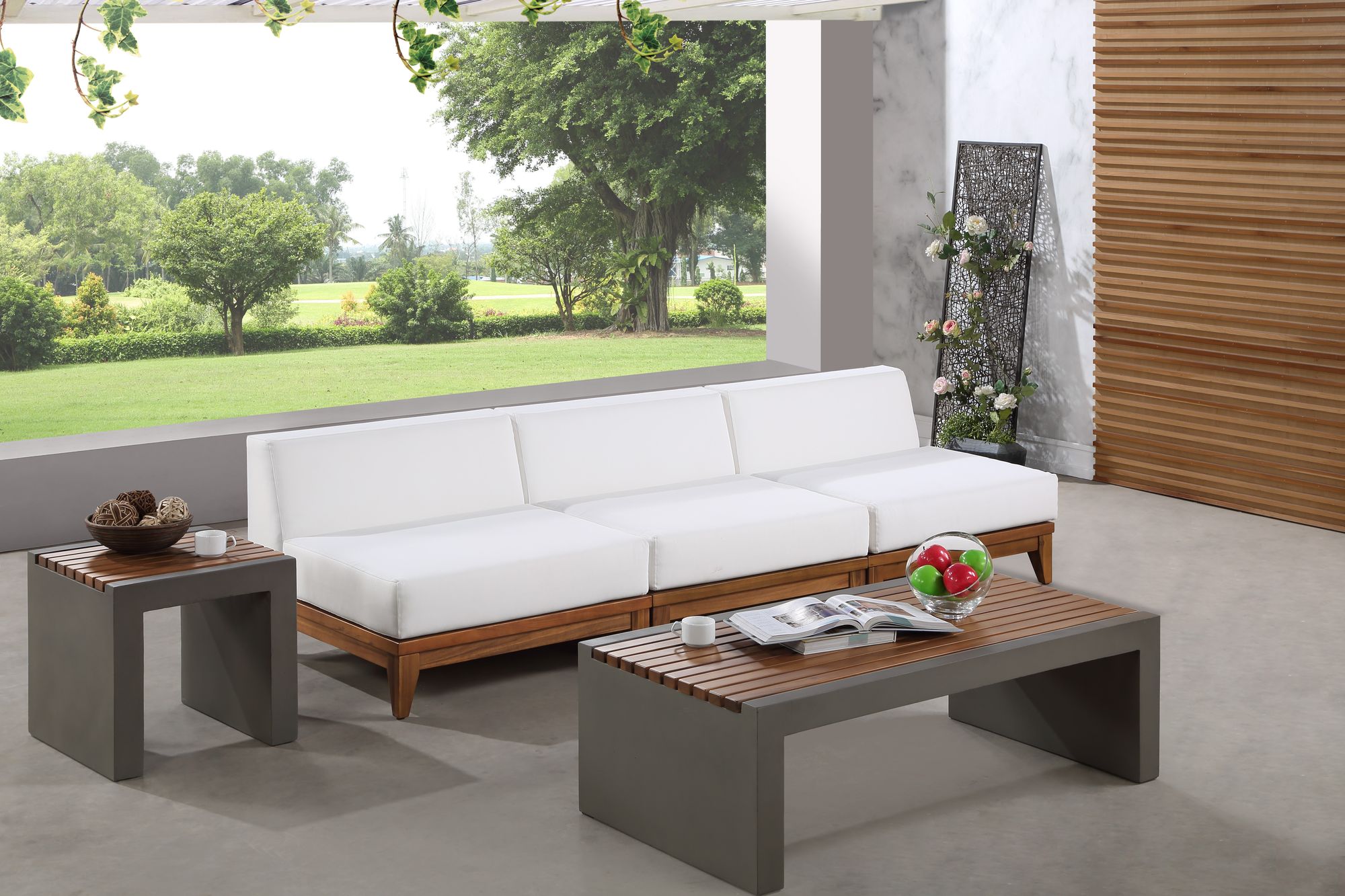 Rio 103.5" Outdoor Patio Waterproof Fabric Armless Modular Sofa