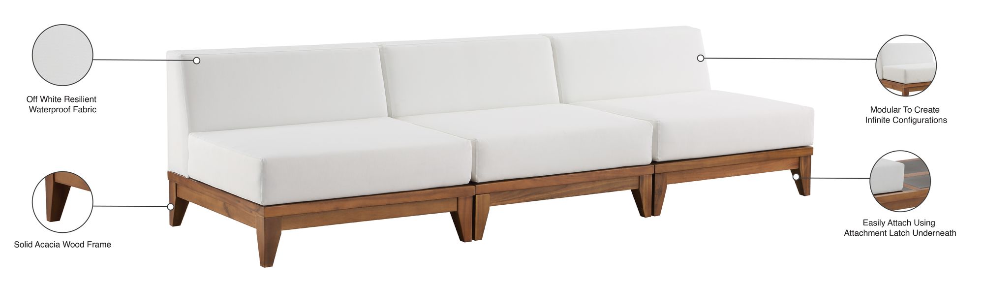 Rio 103.5" Outdoor Patio Waterproof Fabric Armless Modular Sofa