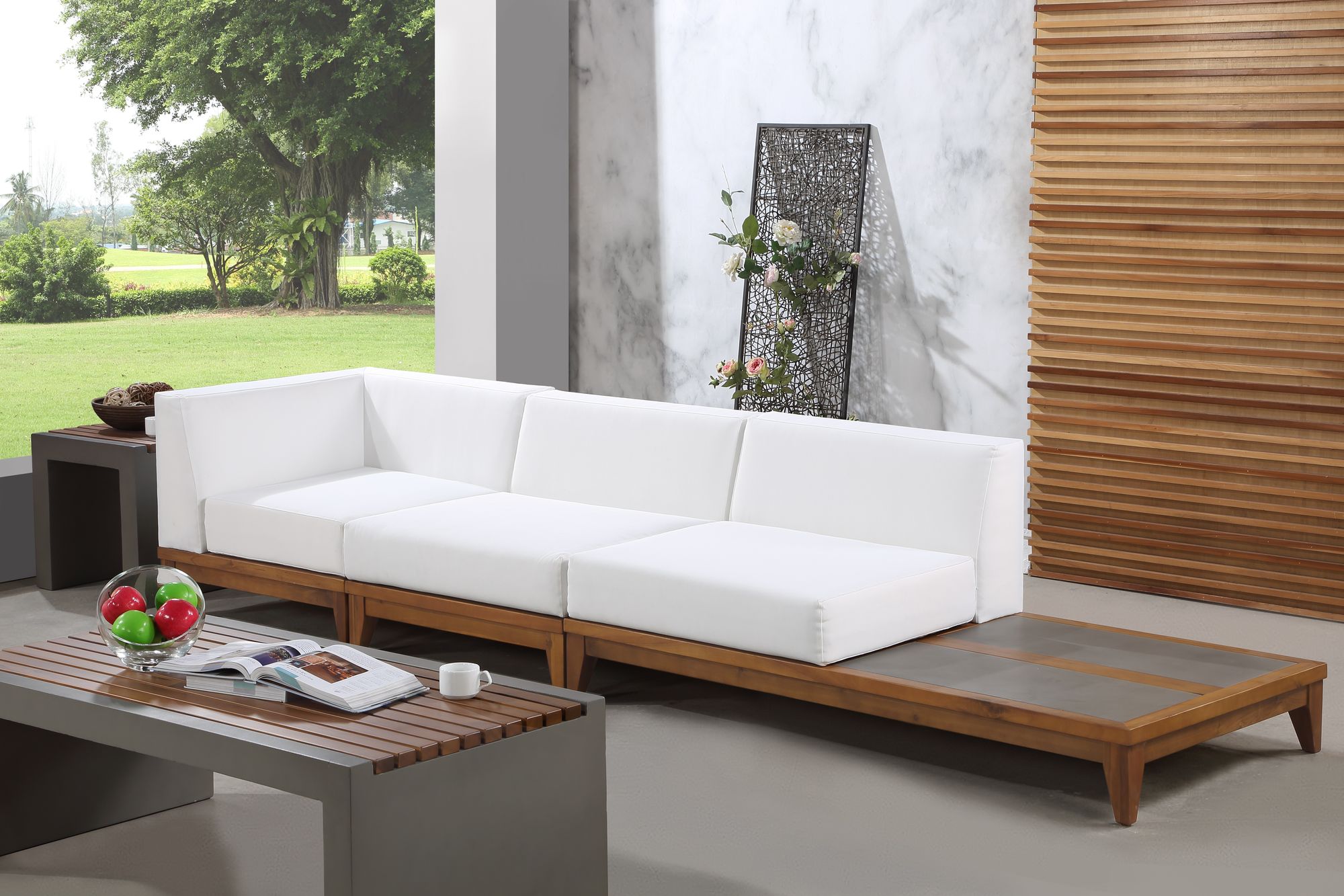 Rio 128.5" Outdoor Patio Waterproof Fabric Modular Sofa