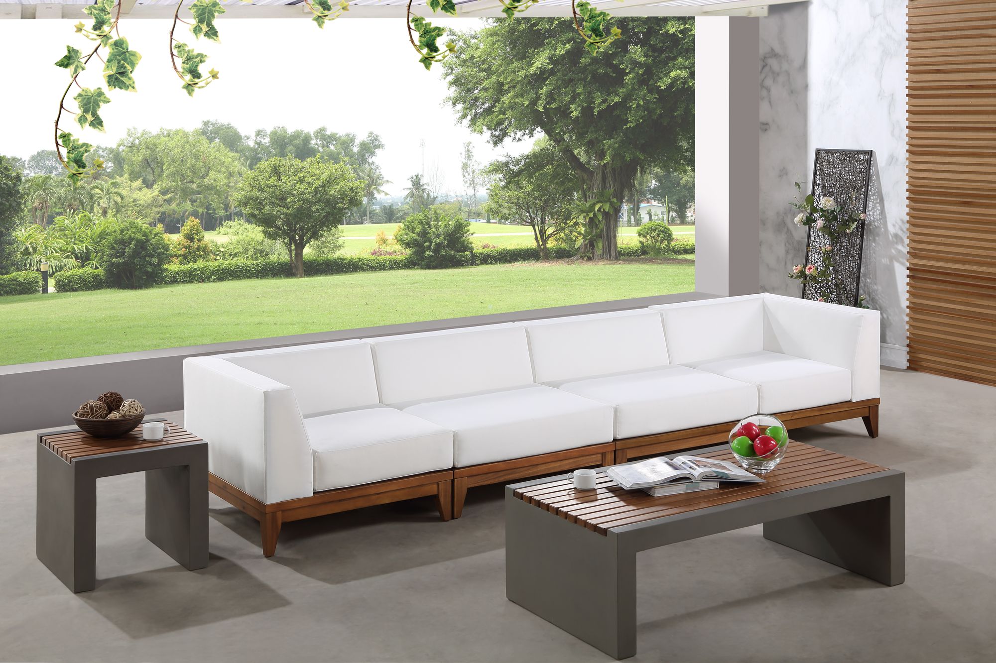 Rio 131" Outdoor Patio Waterproof Fabric Modular Sofa