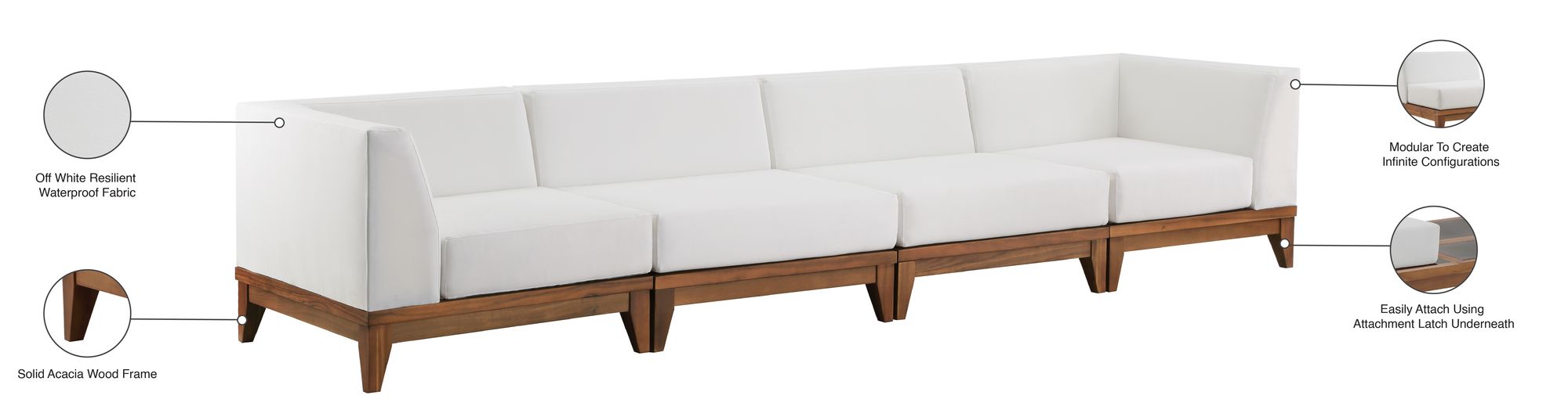Rio 131" Outdoor Patio Waterproof Fabric Modular Sofa
