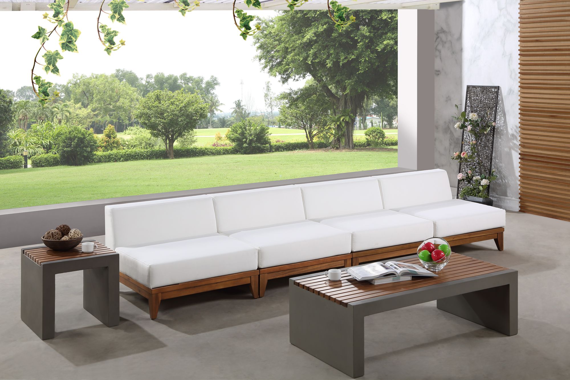 Rio 138" Outdoor Patio Waterproof Fabric Armless Modular Sofa