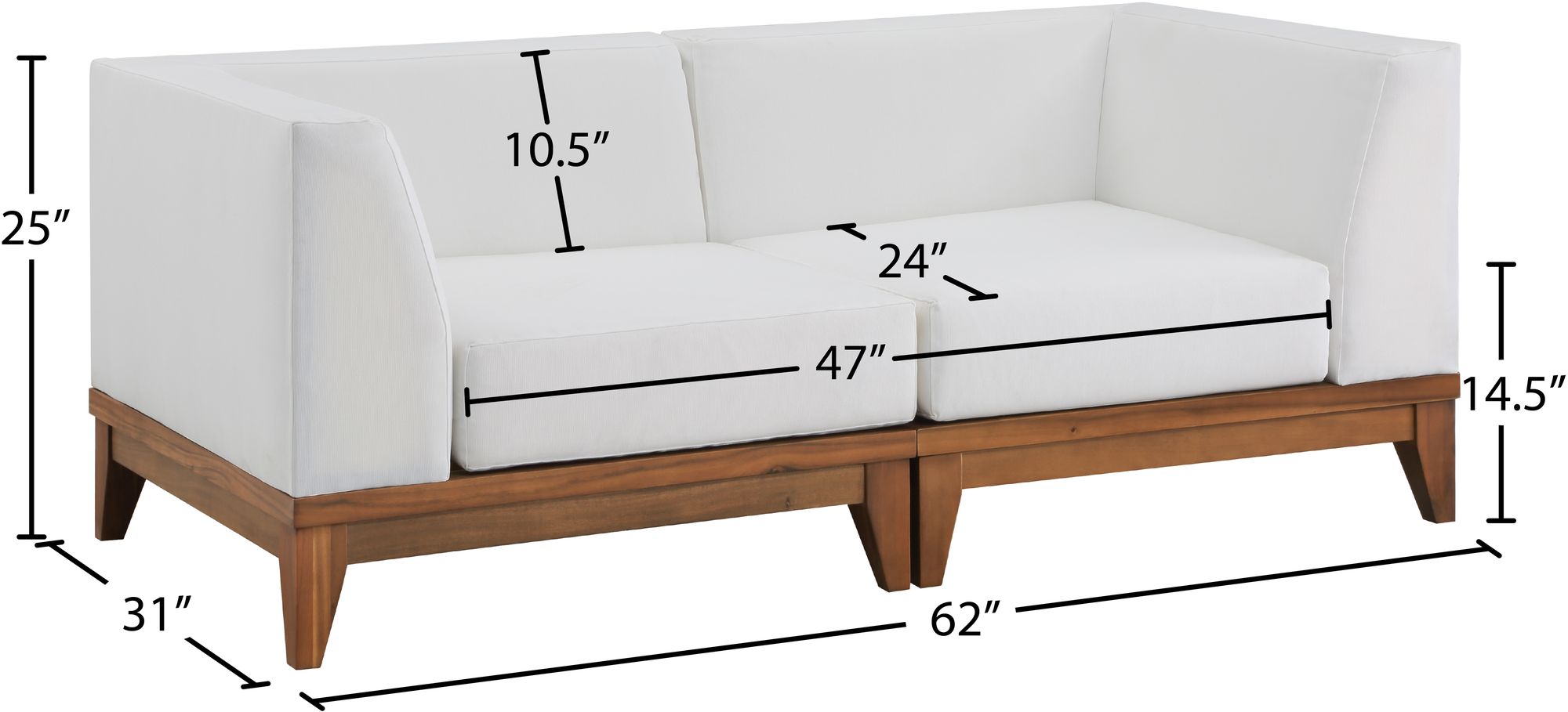 Rio 62" Outdoor Patio Waterproof Fabric Modular Sofa