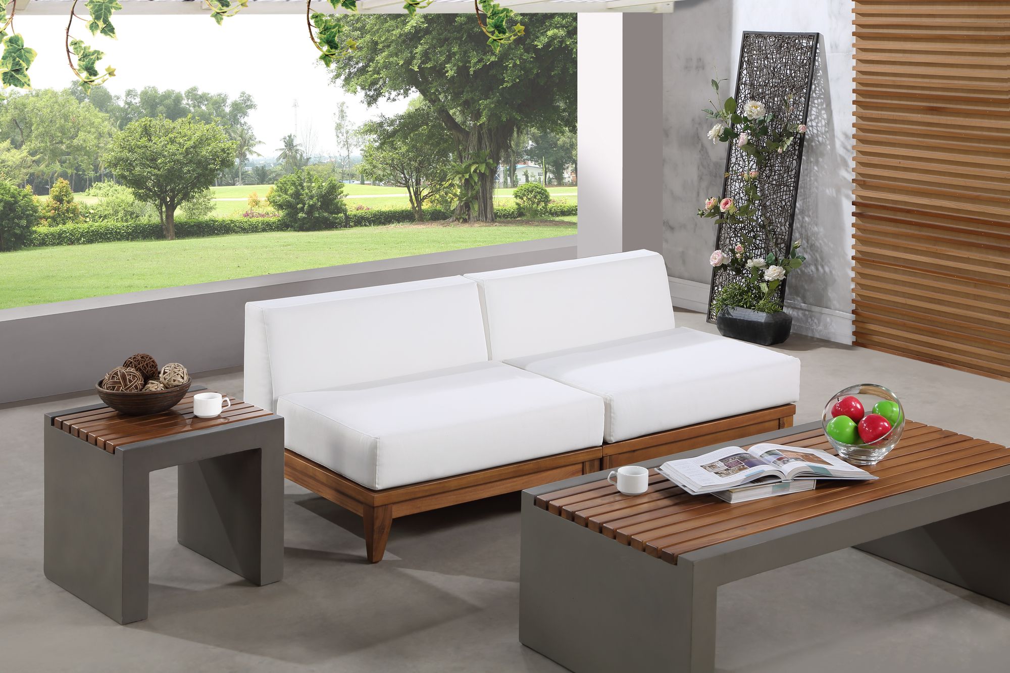 Rio 69" Outdoor Patio Waterproof Fabric Armless Modular Sofa