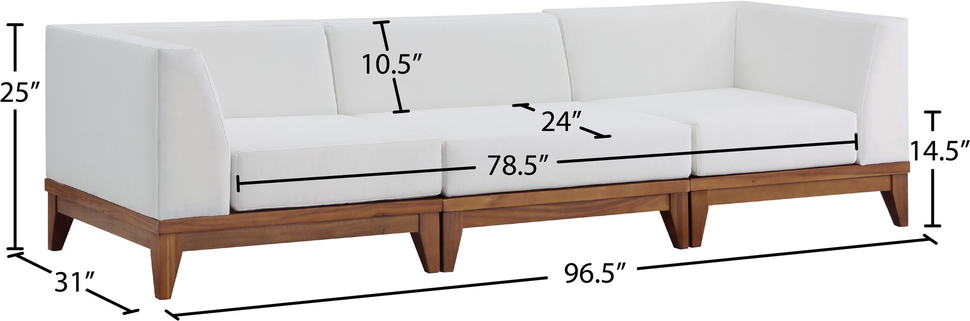 Rio 96.5" Outdoor Patio Waterproof Fabric Modular Sofa