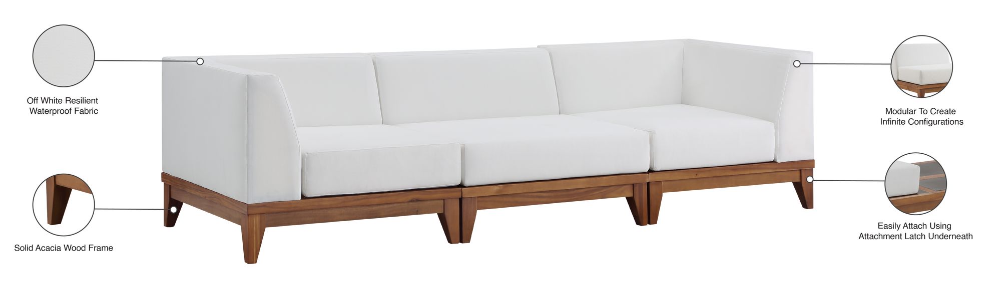 Rio 96.5" Outdoor Patio Waterproof Fabric Modular Sofa