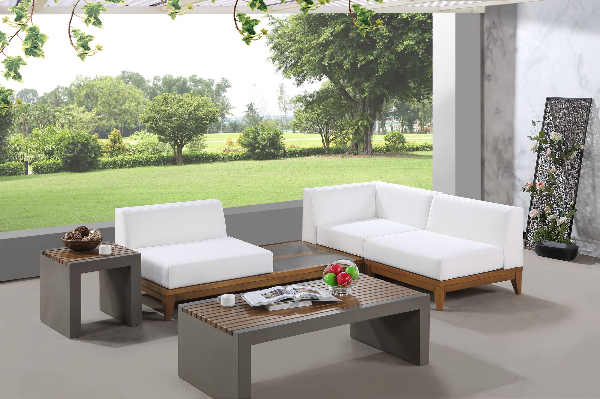 Rio 94" 3-Piece Outdoor Patio Waterproof Fabric Modular Sectional, Composition 2