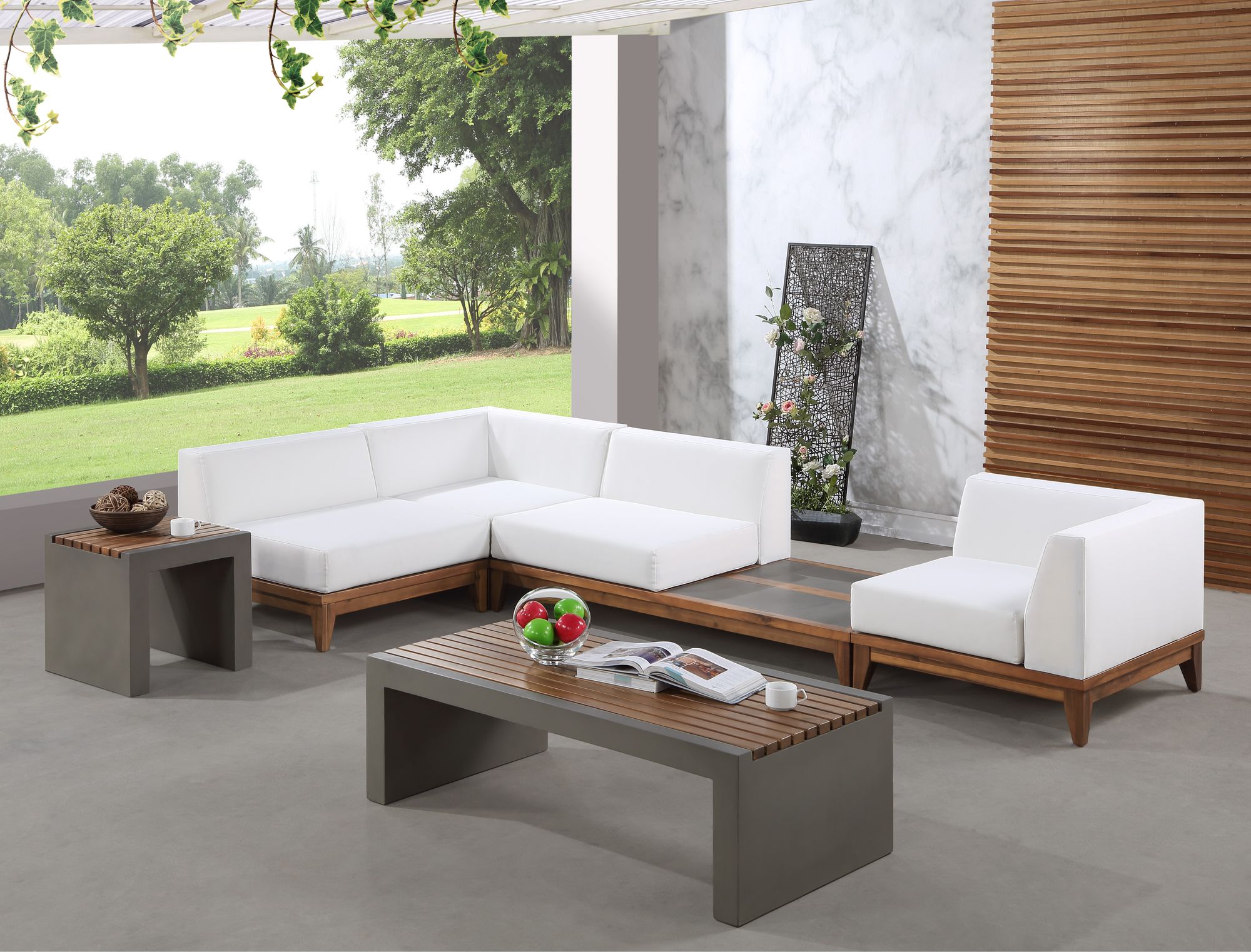 Rio 125" 4-Piece Outdoor Patio Waterproof Fabric Modular Sectional