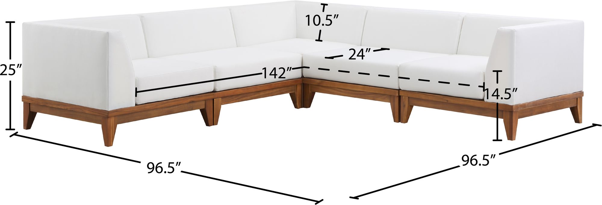 Rio 96.5" 5-Piece Outdoor Patio Waterproof Fabric Modular Sectional