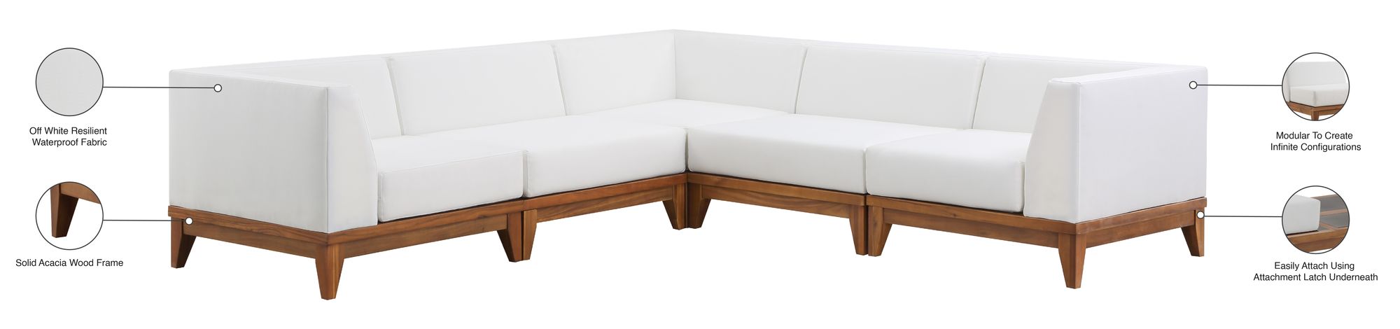 Rio 96.5" 5-Piece Outdoor Patio Waterproof Fabric Modular Sectional