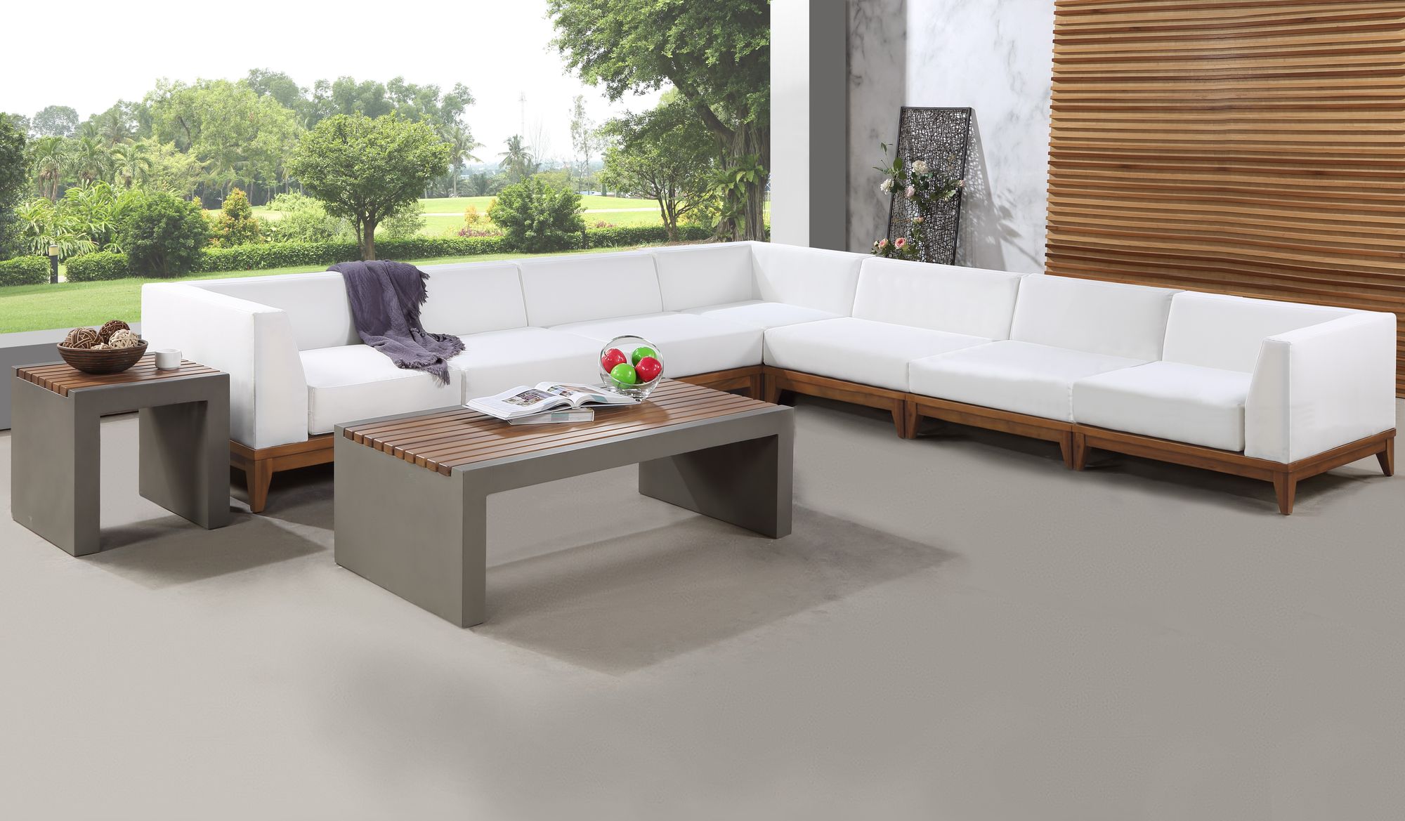 Rio 131" 7-Piece Outdoor Patio Waterproof Fabric Modular Sectional