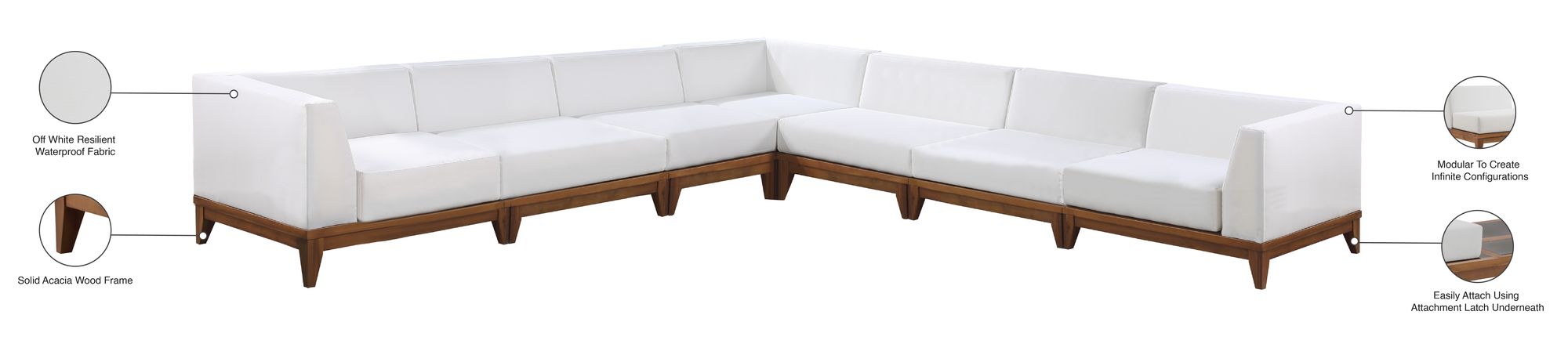 Rio 131" 7-Piece Outdoor Patio Waterproof Fabric Modular Sectional