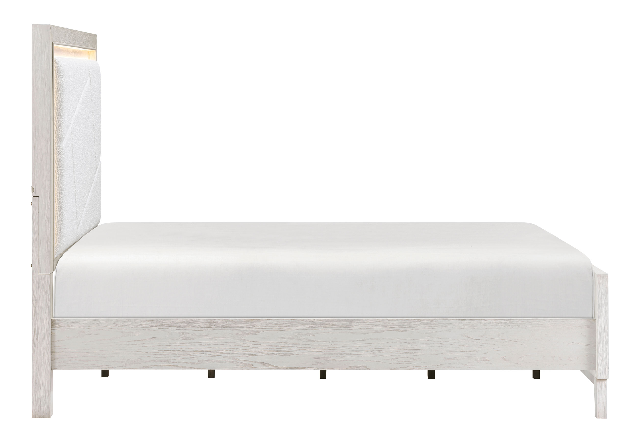 Asteria Chenille/Wood Panel Bed with LED Lighting