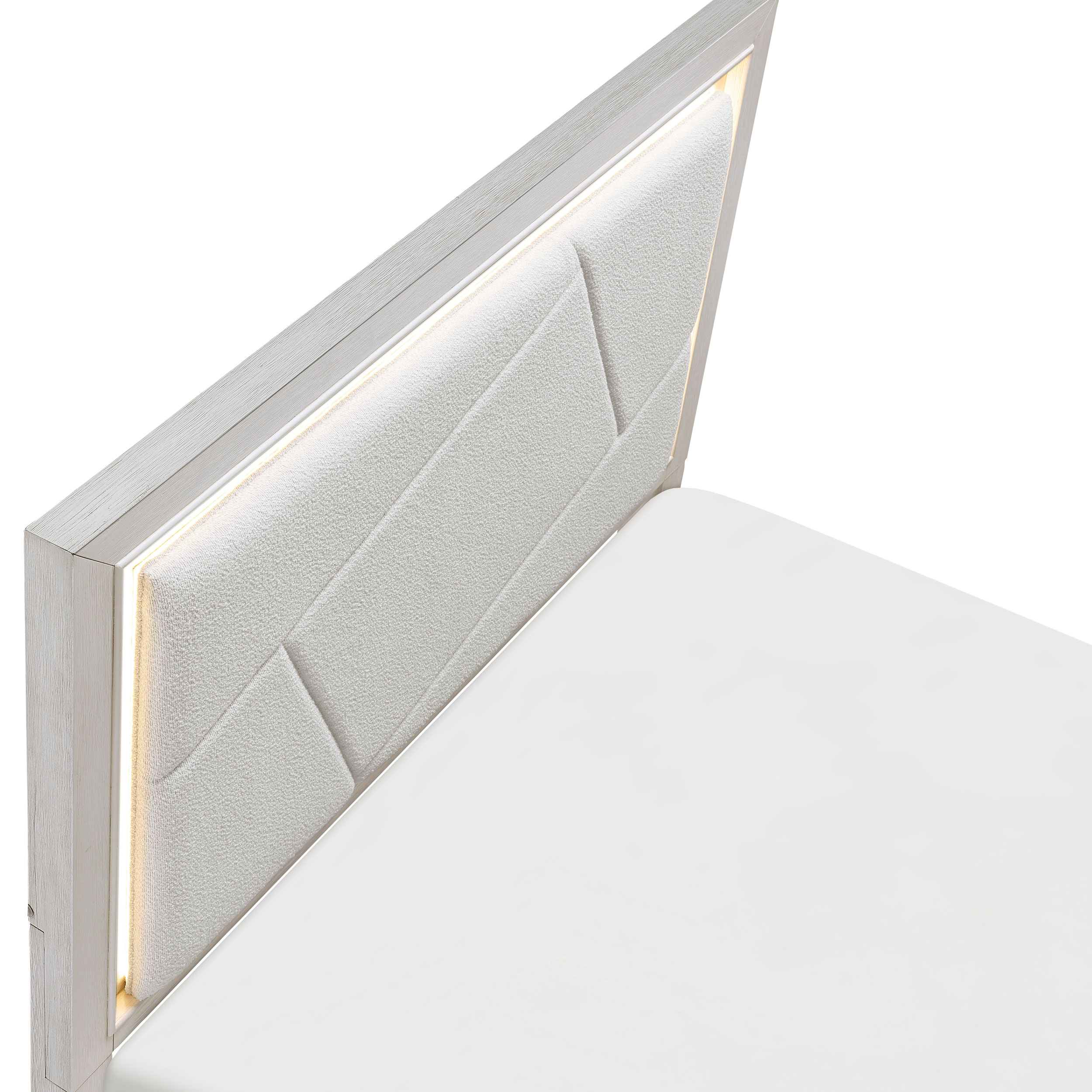 Asteria Chenille/Wood Eastern King Panel Bed with LED Lighting