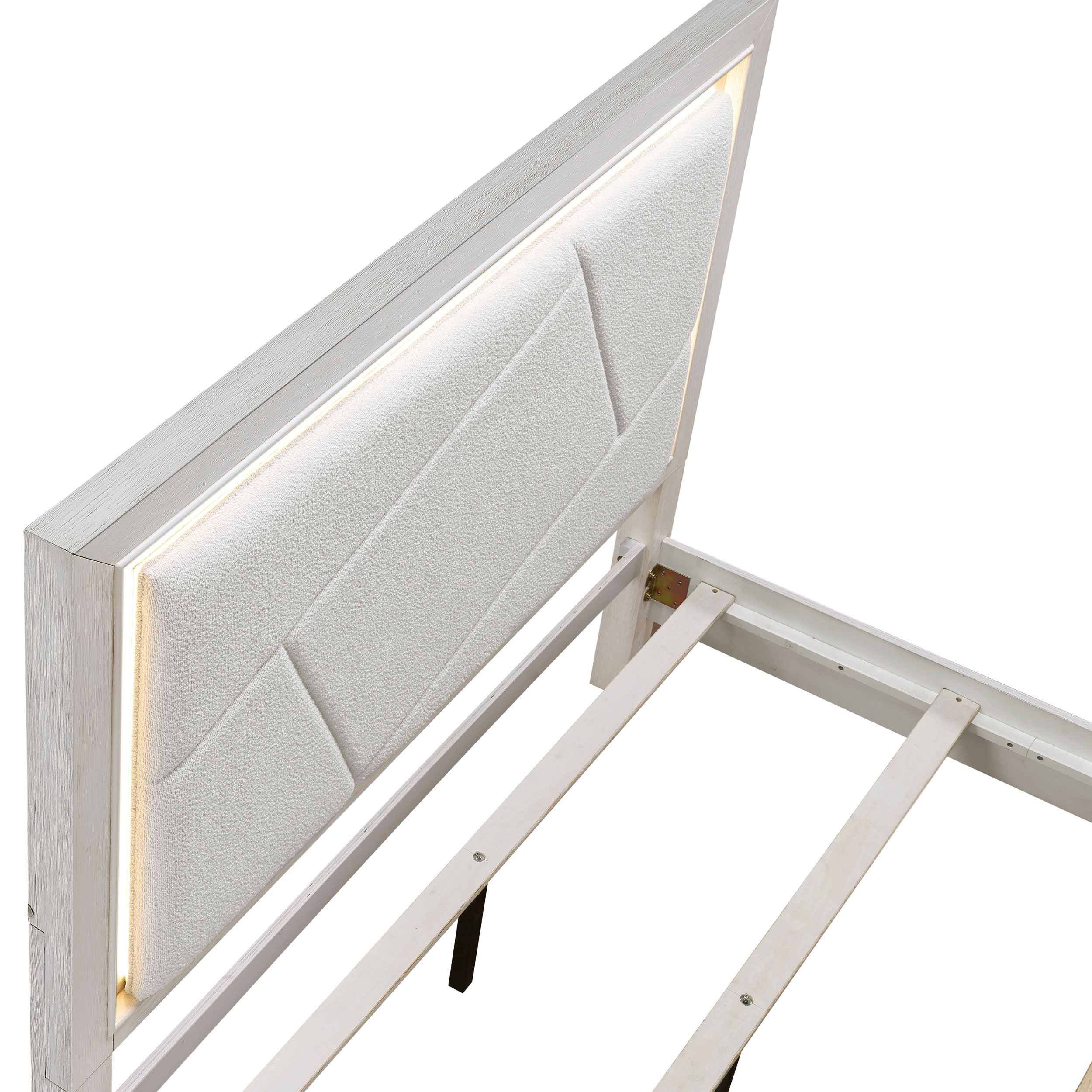 Asteria Chenille/Wood Panel Bedroom Set with LED Lighting