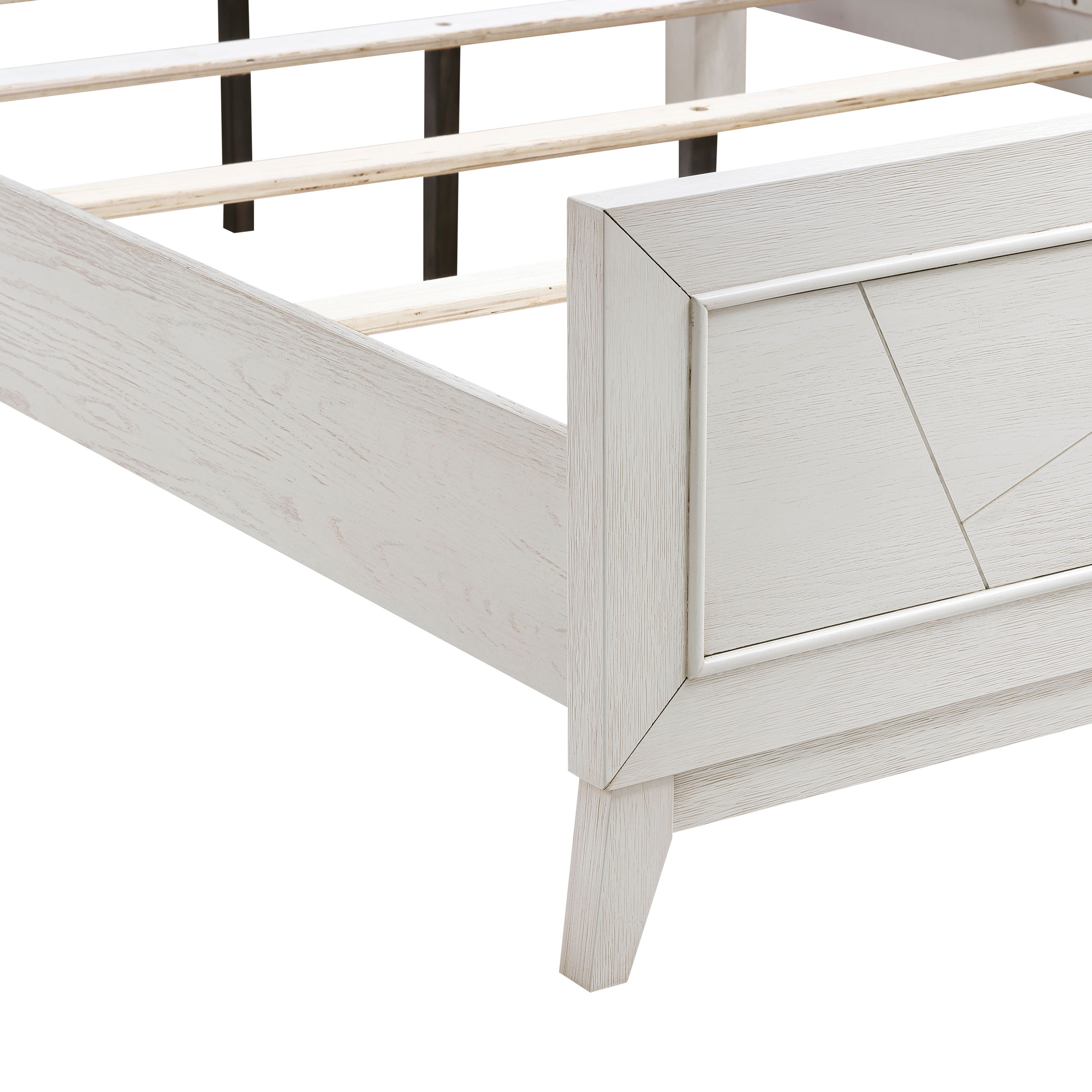 Asteria Chenille/Wood Panel Bedroom Set with LED Lighting