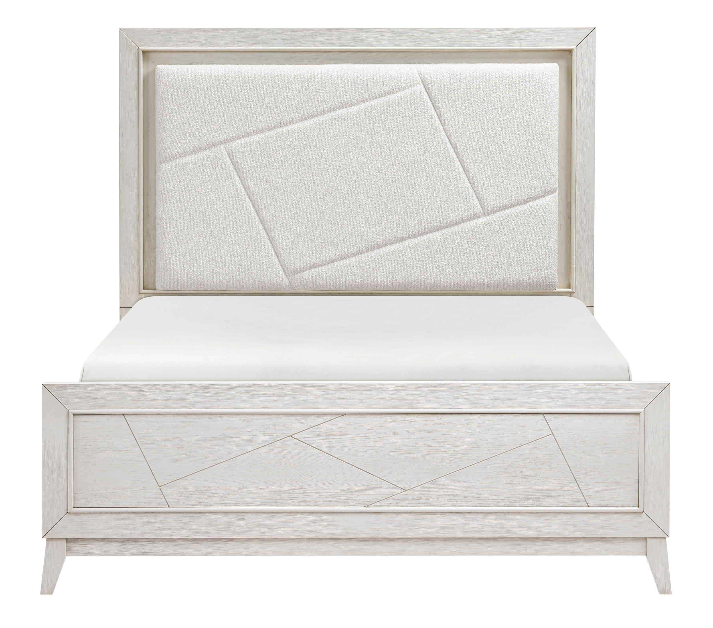 Asteria Chenille/Wood California King Panel Bed with LED Lighting