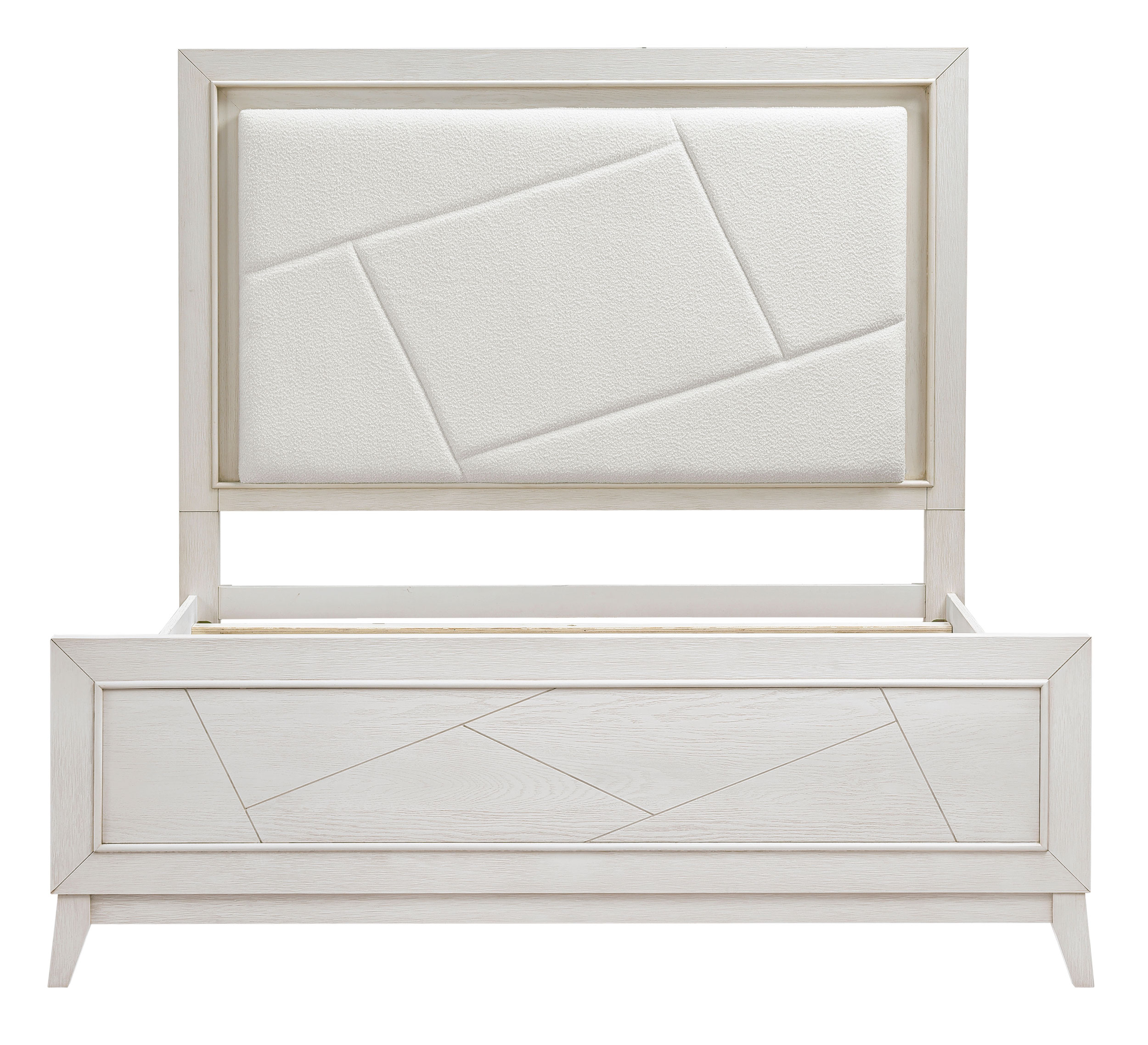 Asteria Chenille/Wood Eastern King Panel Bed with LED Lighting