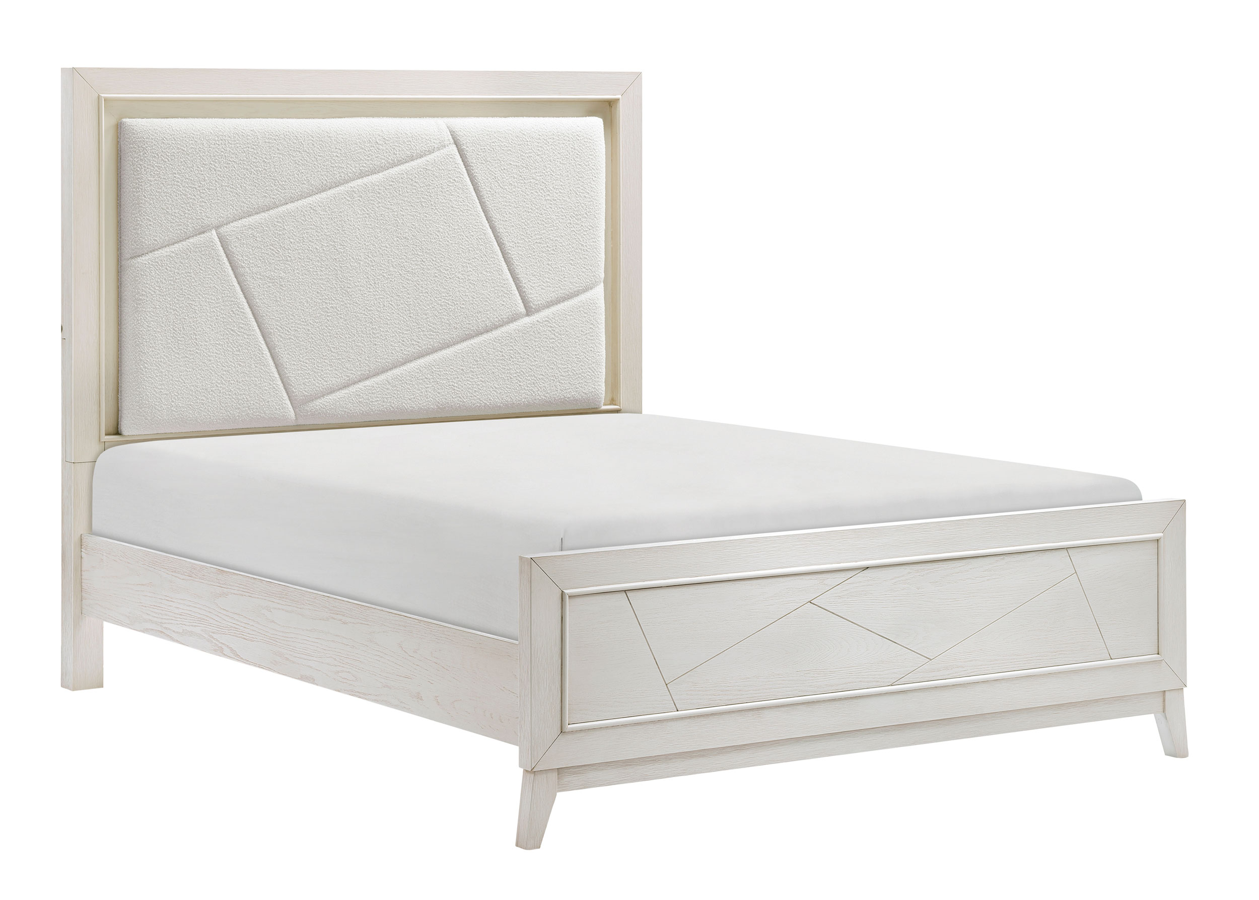 Asteria Chenille/Wood Panel Bed with LED Lighting