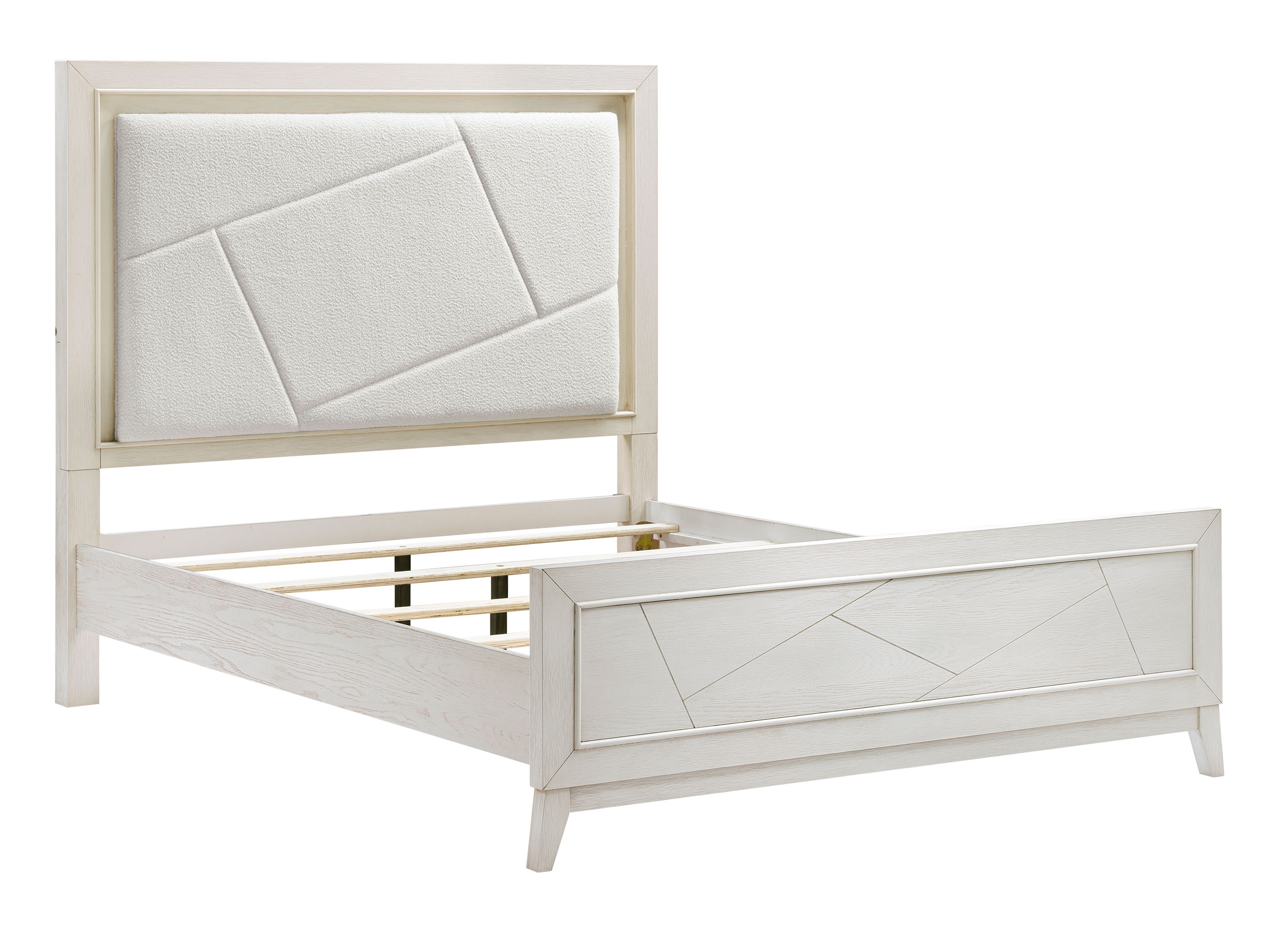 Asteria Chenille/Wood Eastern King Panel Bed with LED Lighting