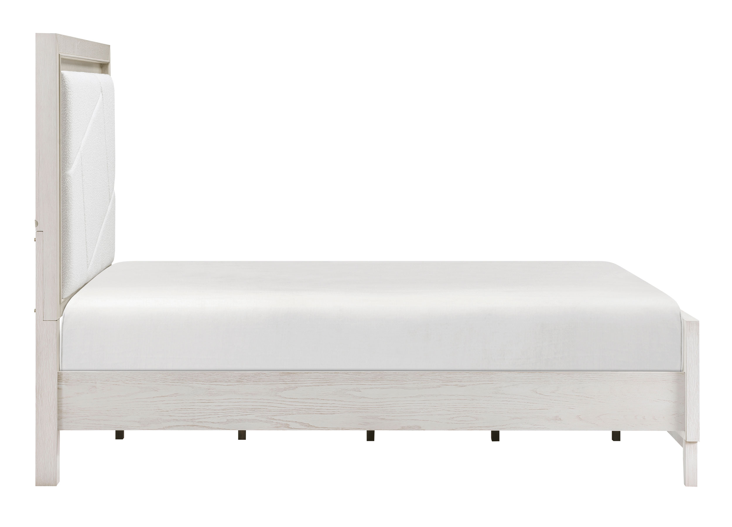 Asteria Chenille/Wood Eastern King Panel Bed with LED Lighting