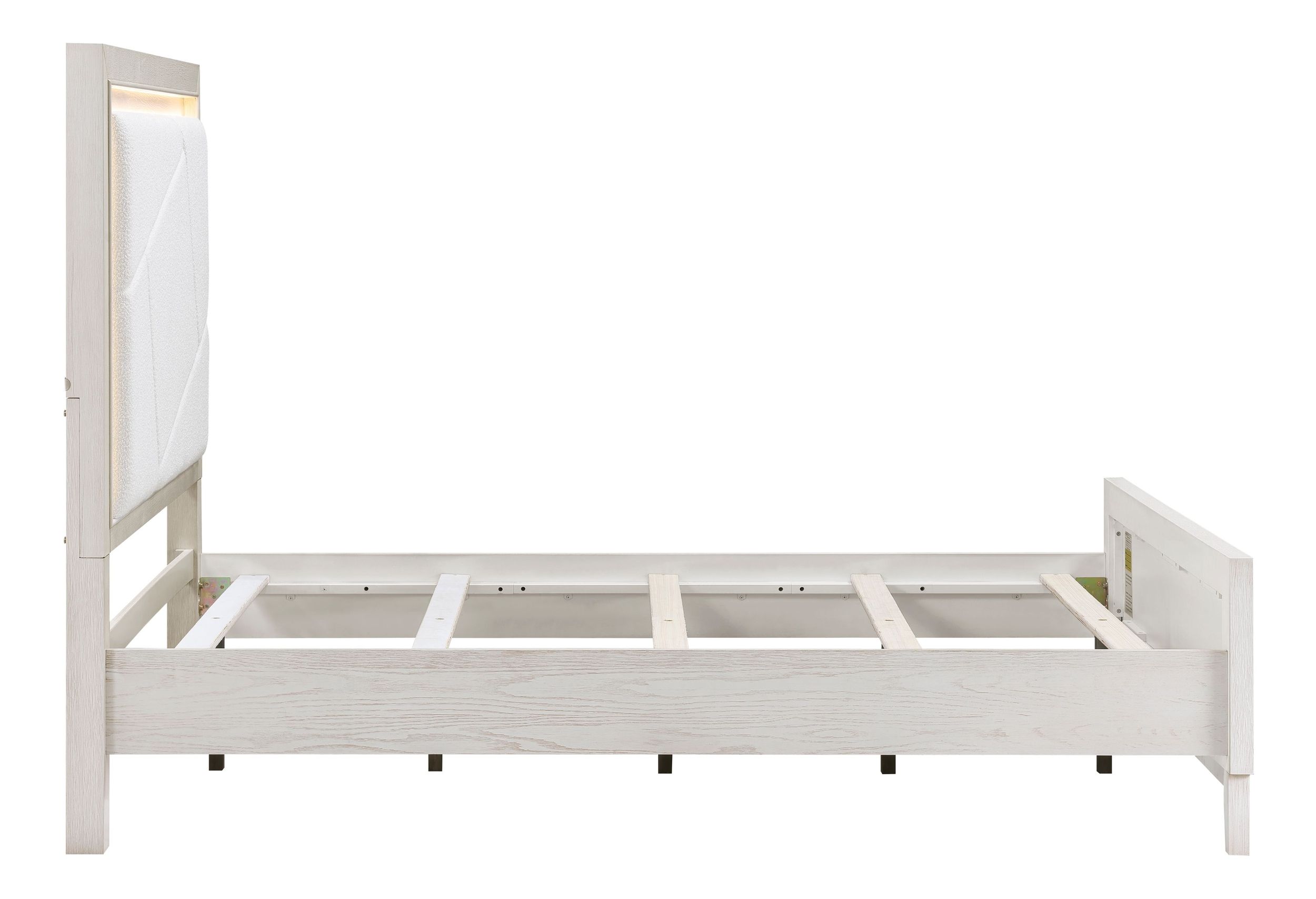 Asteria Chenille/Wood Panel Bed with LED Lighting