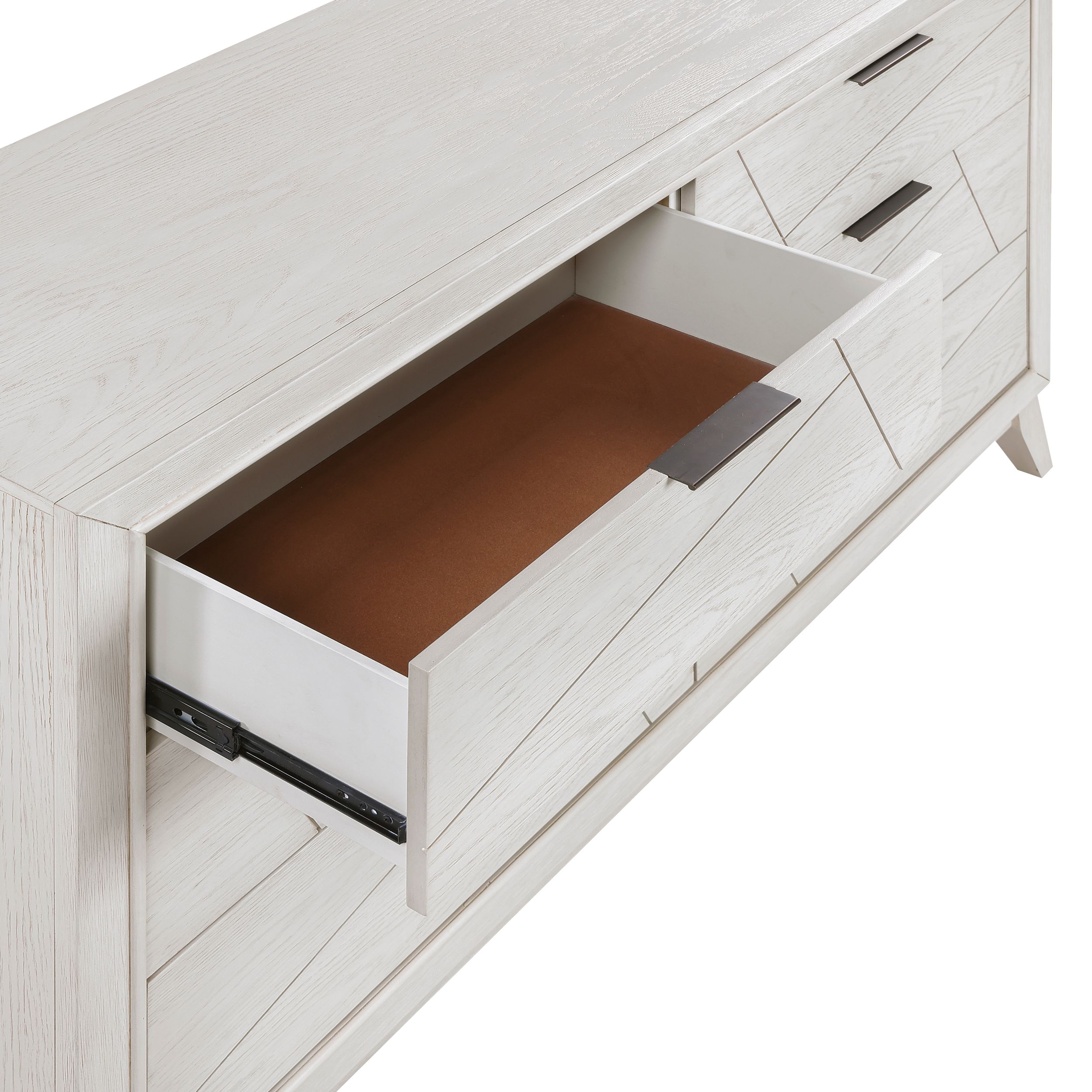 Asteria Chenille/Wood Panel Bedroom Set with LED Lighting