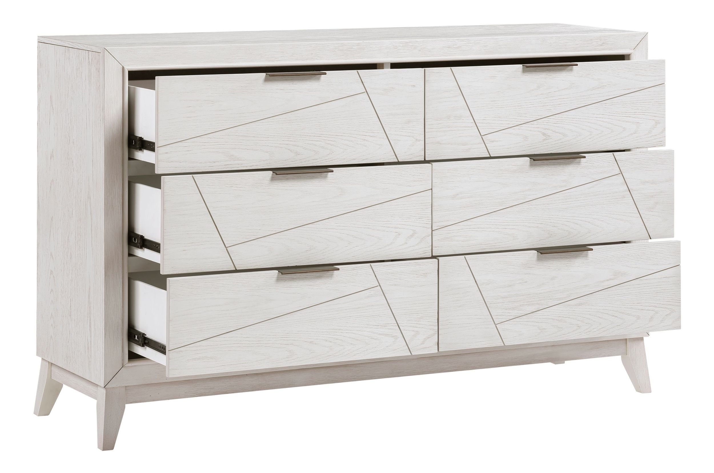 Asteria Chenille/Wood Panel Bedroom Set with LED Lighting