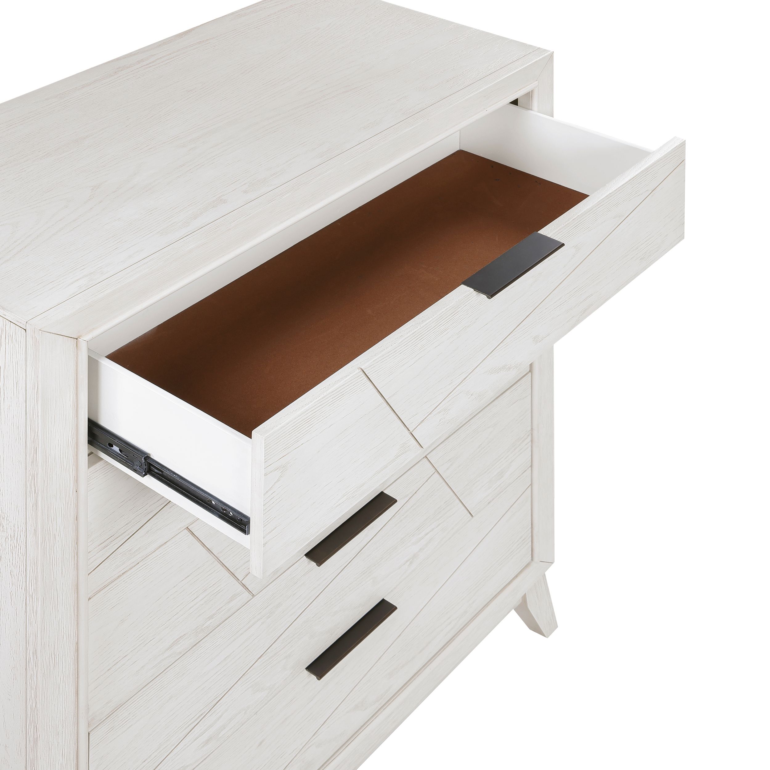 Asteria Chenille/Wood Panel Bedroom Set with LED Lighting