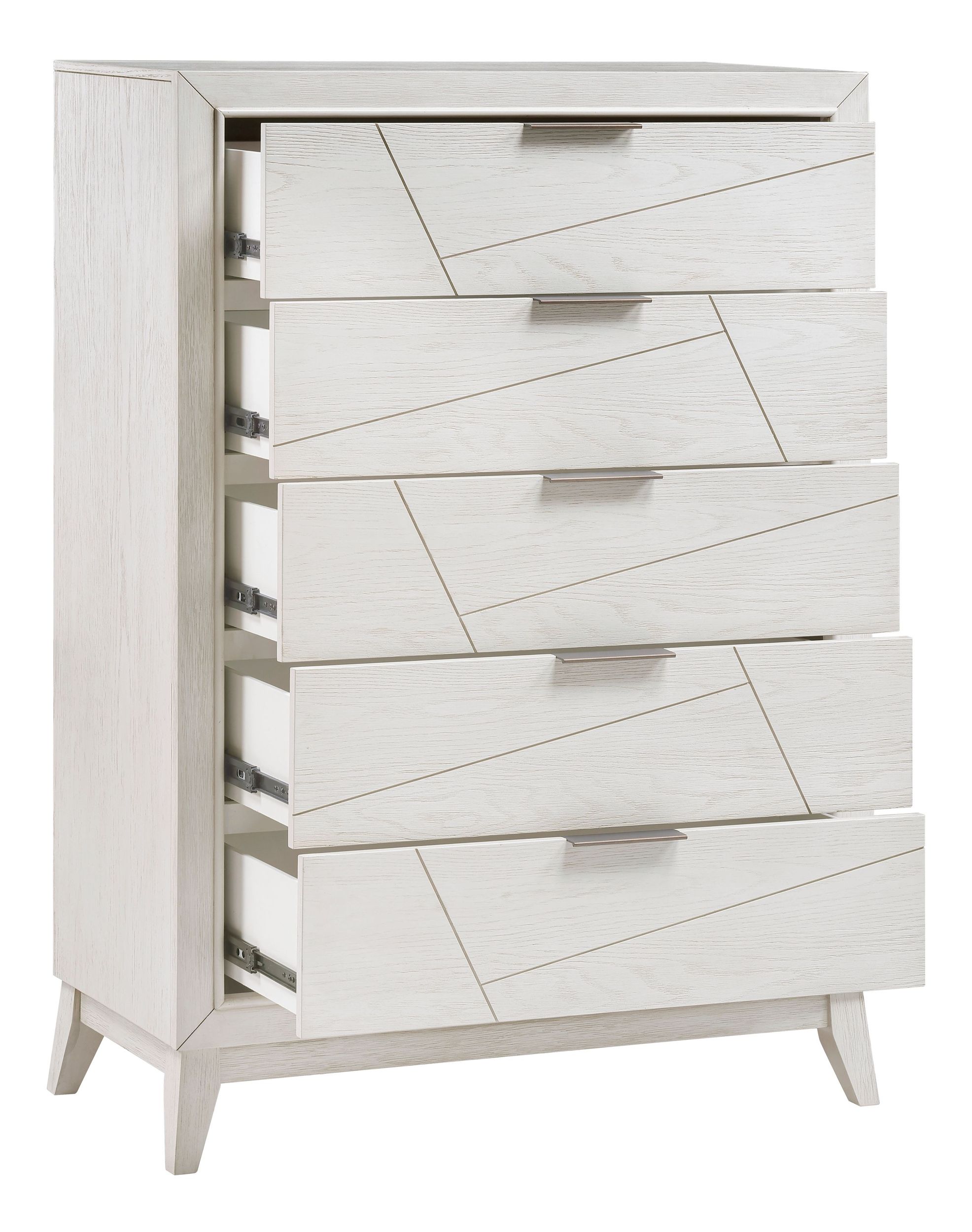 Asteria Chenille/Wood Panel Bedroom Set with LED Lighting