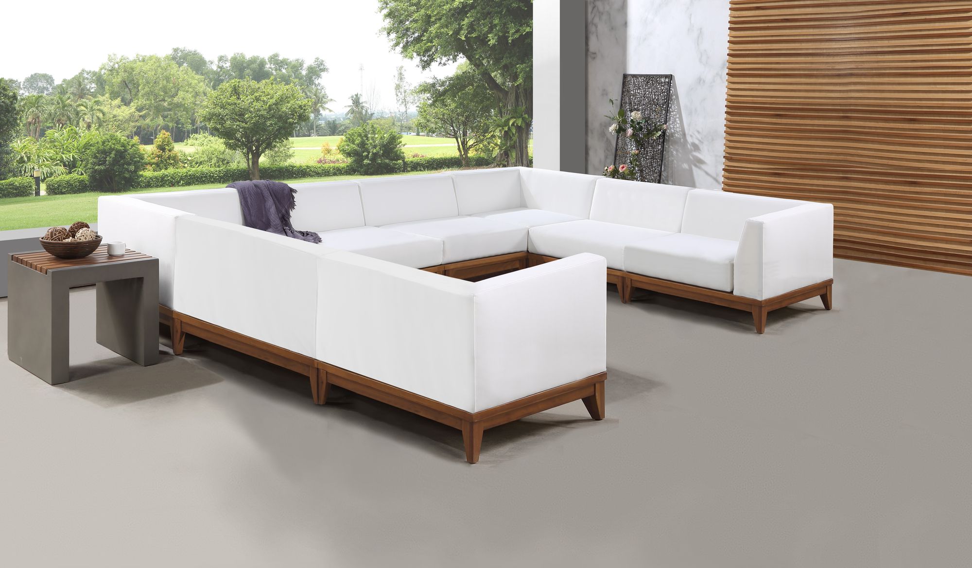 Rio 131" 8-Piece Outdoor Patio Waterproof Fabric Modular U-Shape Sectional