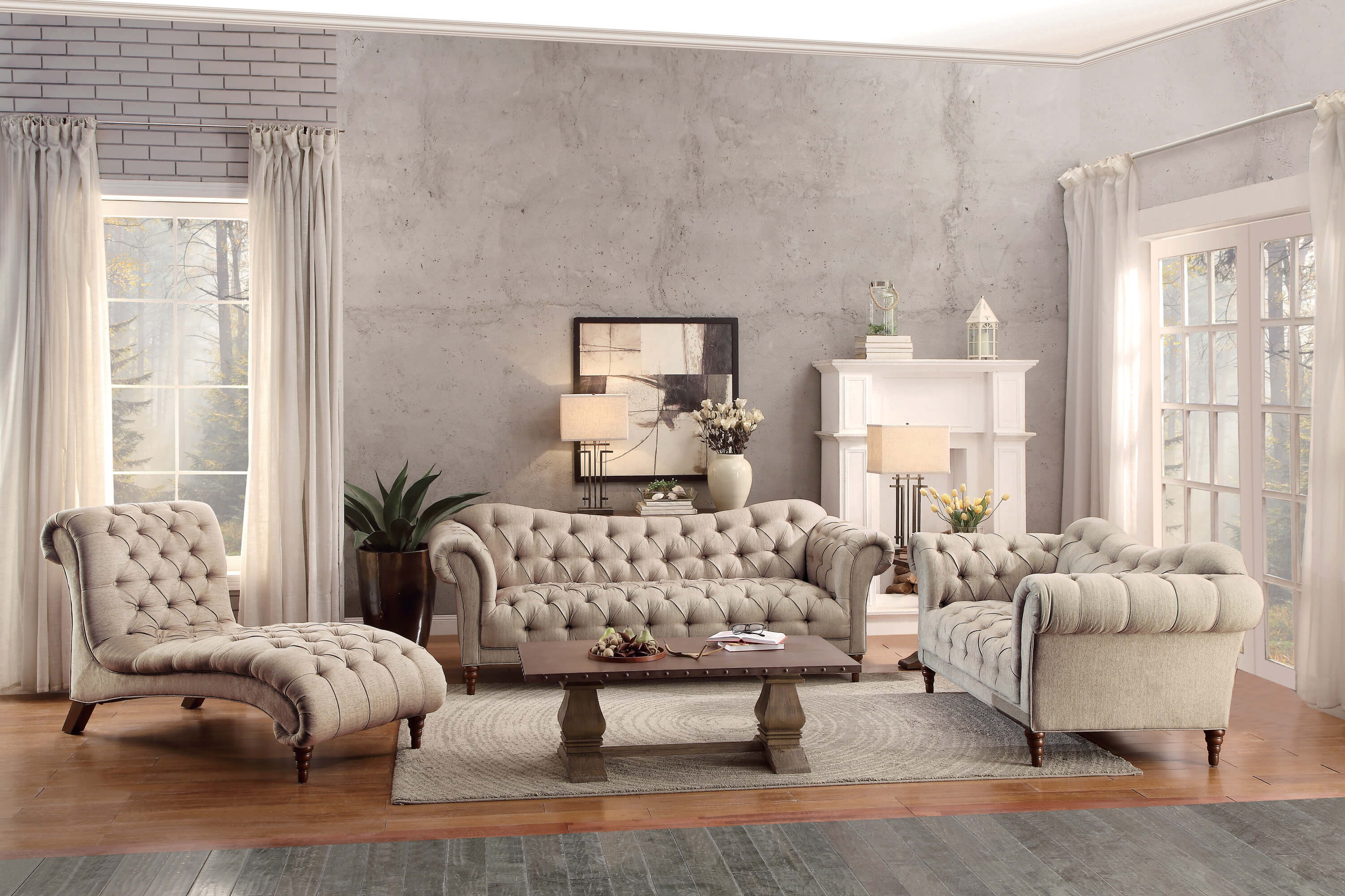 St Claire Fabric Living Room Set by Homelegance