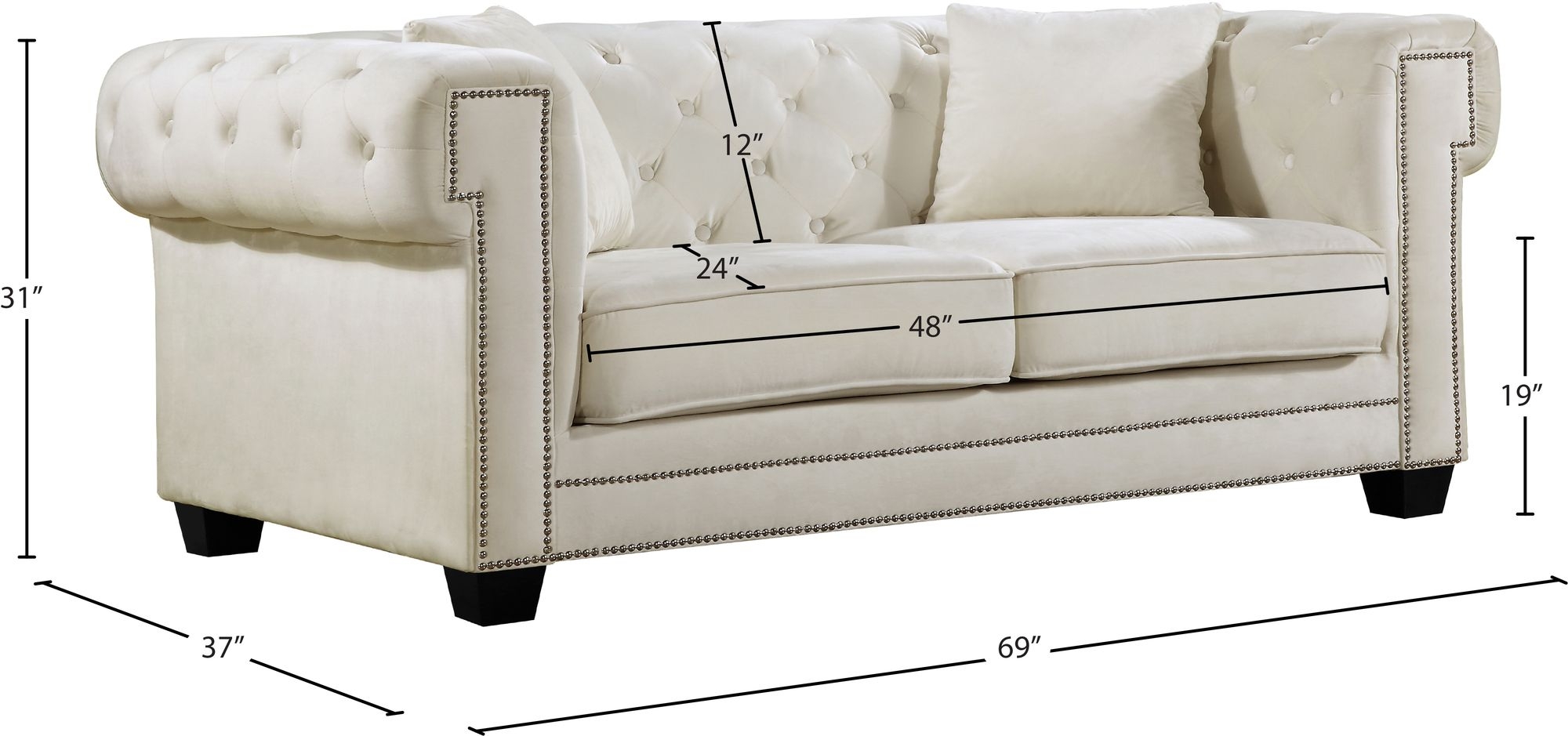 Bowery Velvet Loveseat