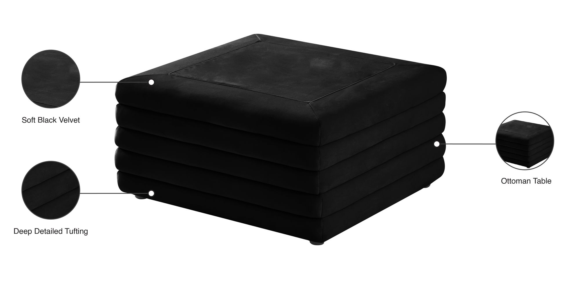 Lorenzo Velvet Ottoman/Coffee Table