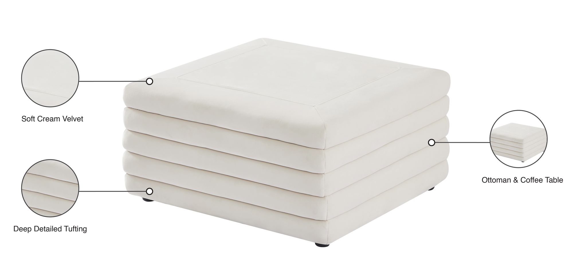 Lorenzo Velvet Ottoman/Coffee Table