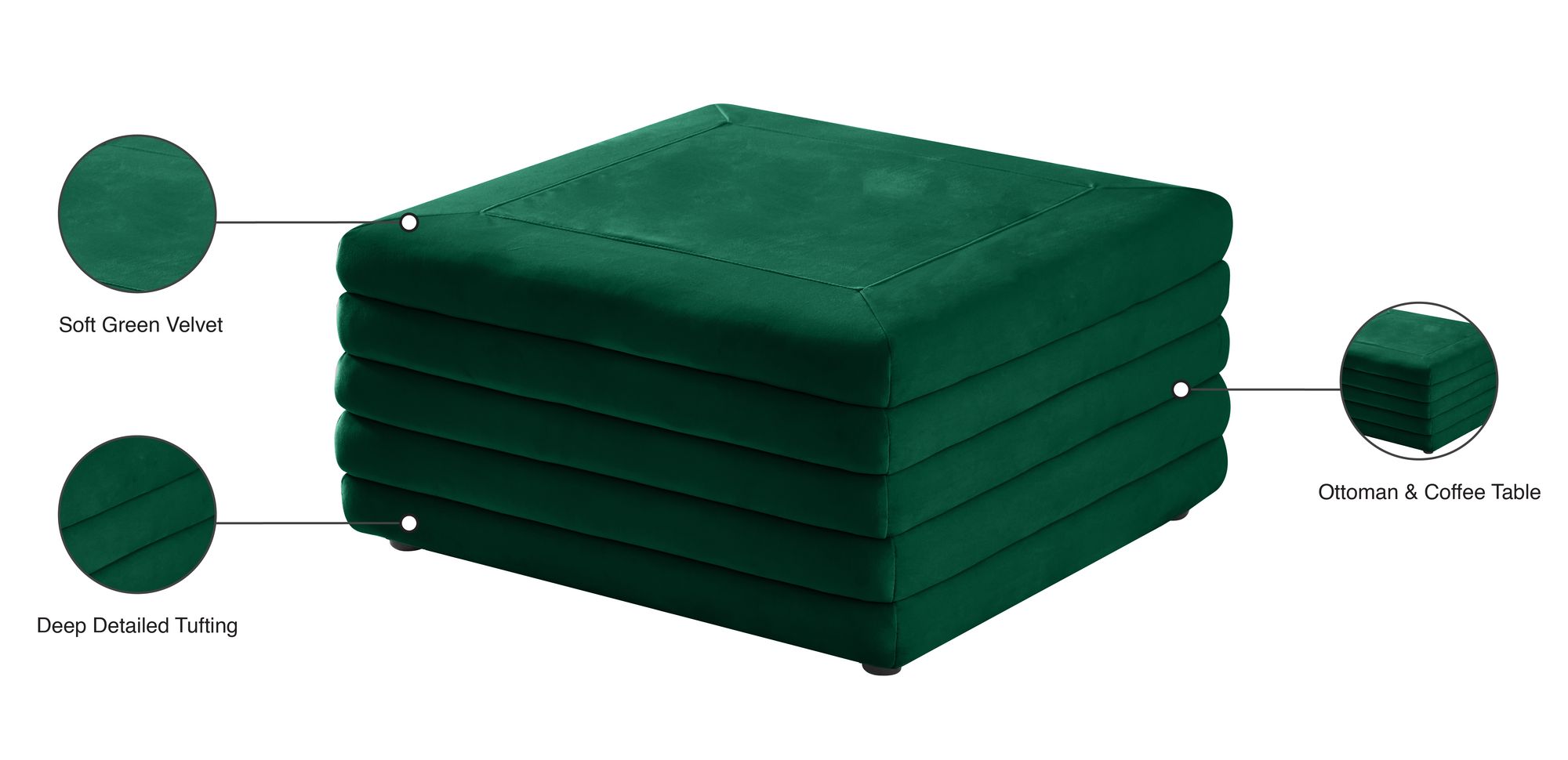 Lorenzo Velvet Ottoman/Coffee Table