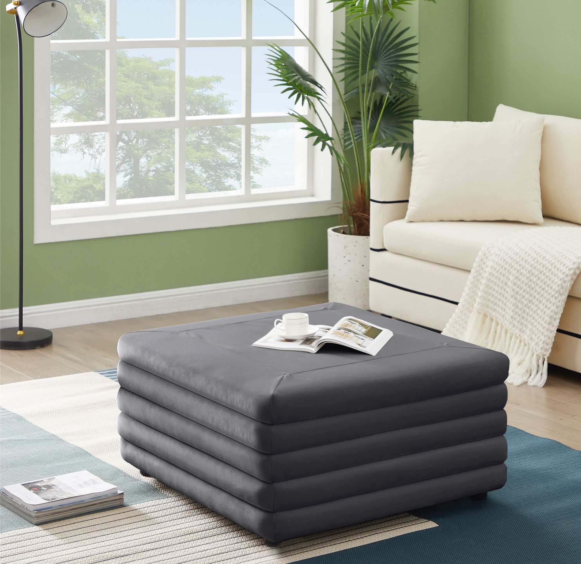Lorenzo Velvet Ottoman/Coffee Table