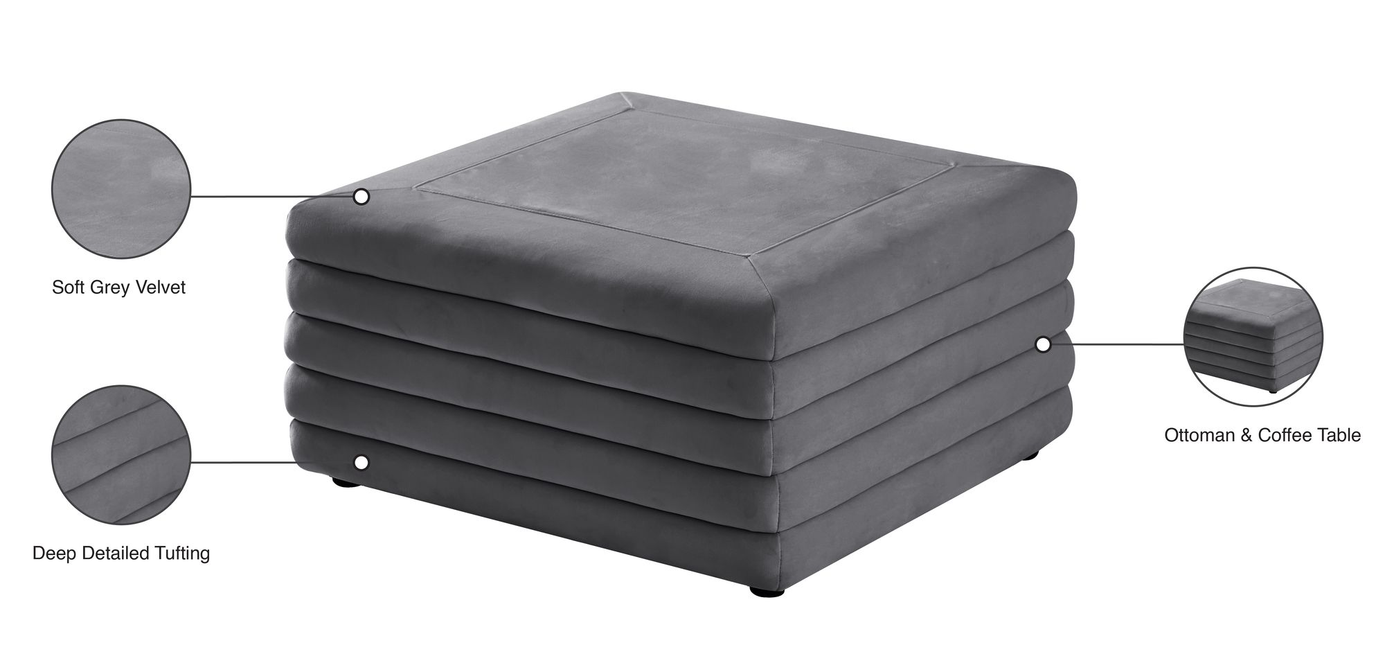 Lorenzo Velvet Ottoman/Coffee Table