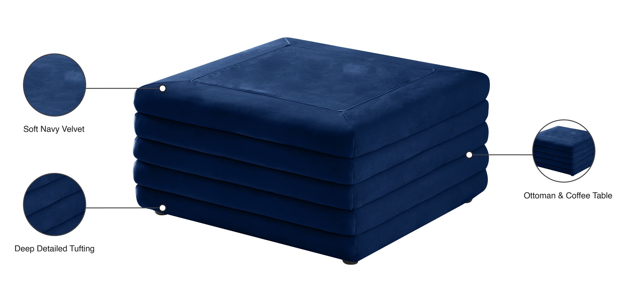 Lorenzo Velvet Ottoman/Coffee Table